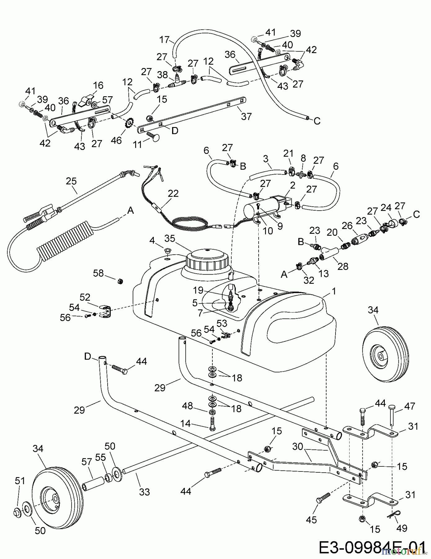  MTD Zubehör Zubehör Garten- und Rasentraktoren Sprüher 45-02924  (190-155-000) 190-155-000  (2014) Grundgerät