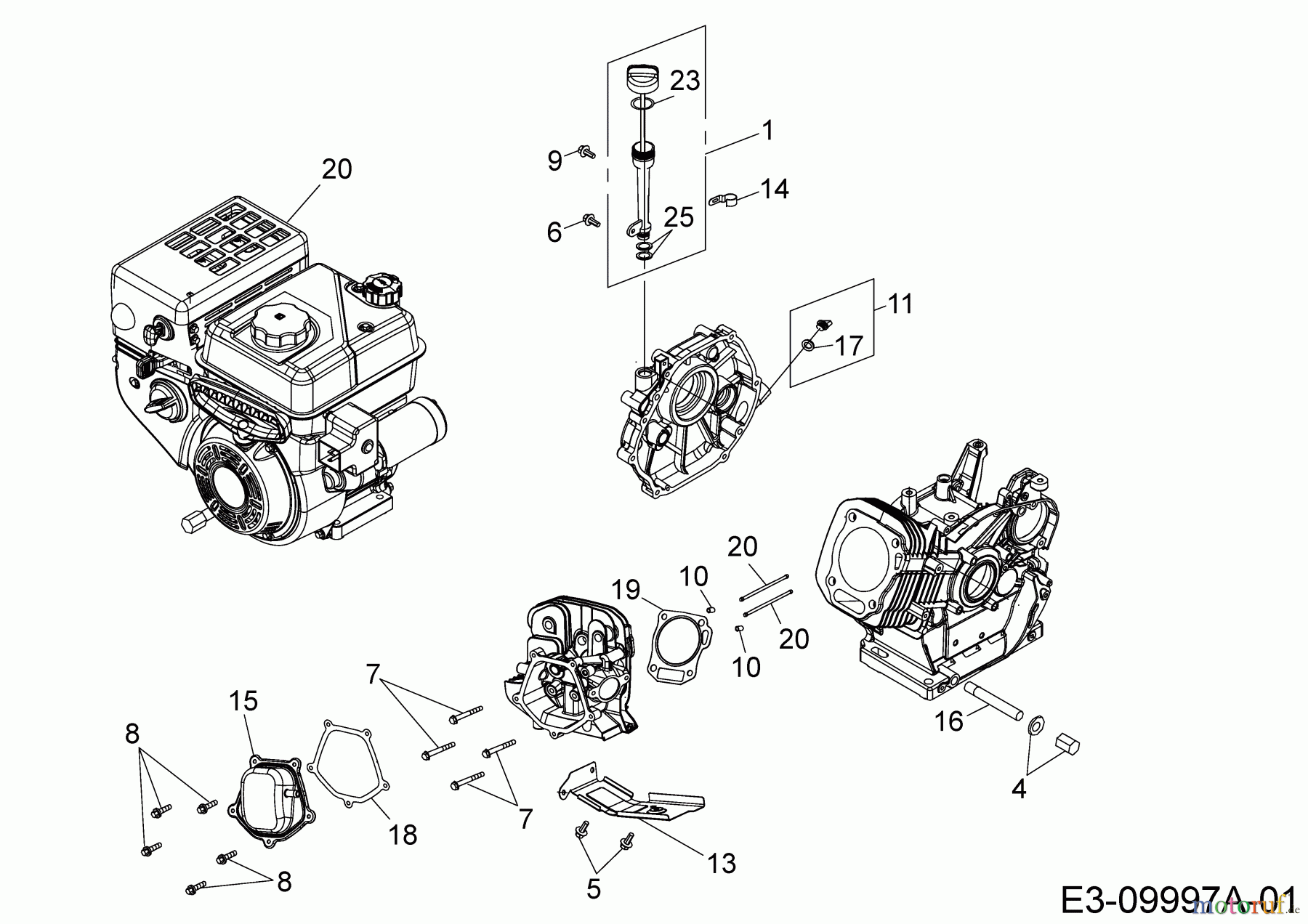  MTD-Motoren Horizontal 678-SH 752Z678-SH  (2018) Leitblech, Stössel, Ölmeßstab, Zylinderkopfdeckel