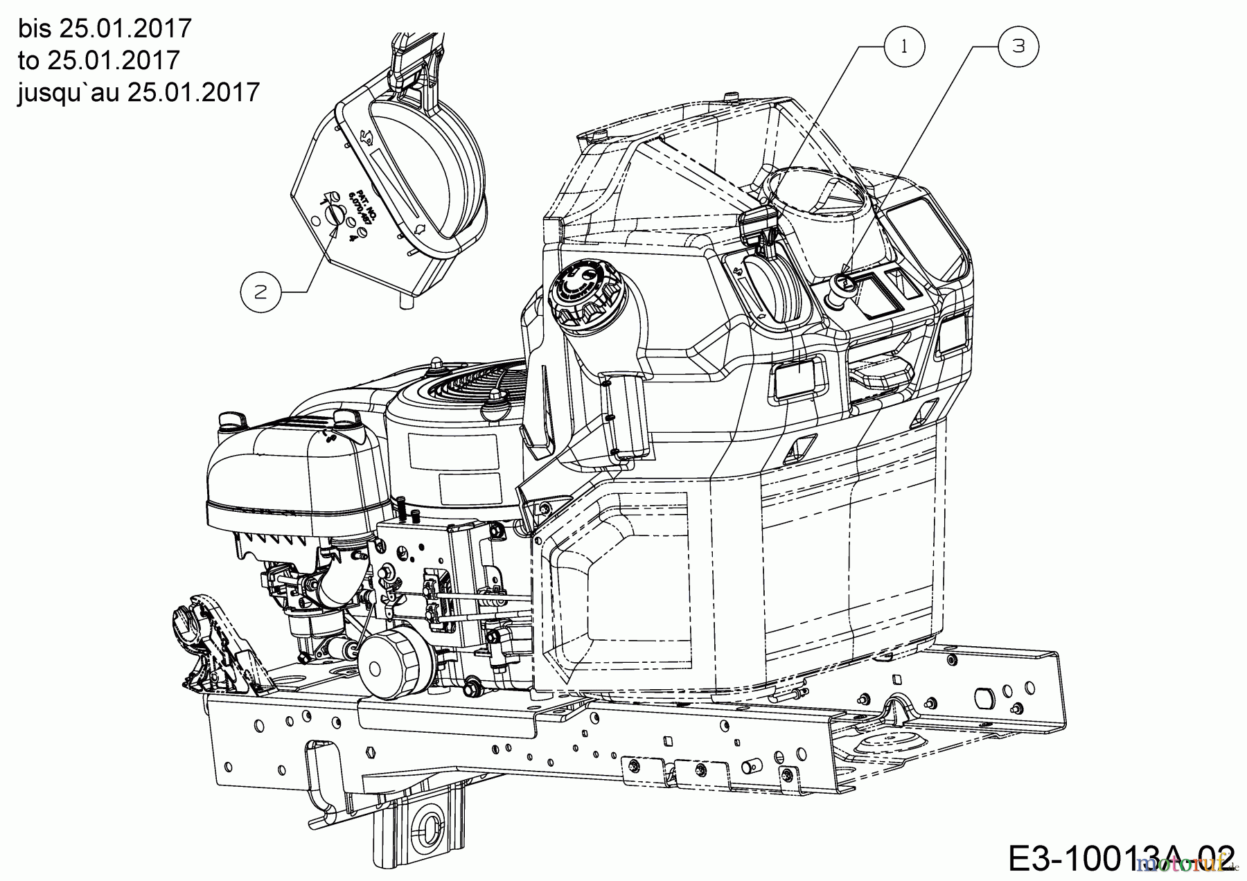  Cub Cadet Rasentraktoren XT1 OR95 13A8A1CB330  (2017) Choke- und Gaszug bis 25.01.2017