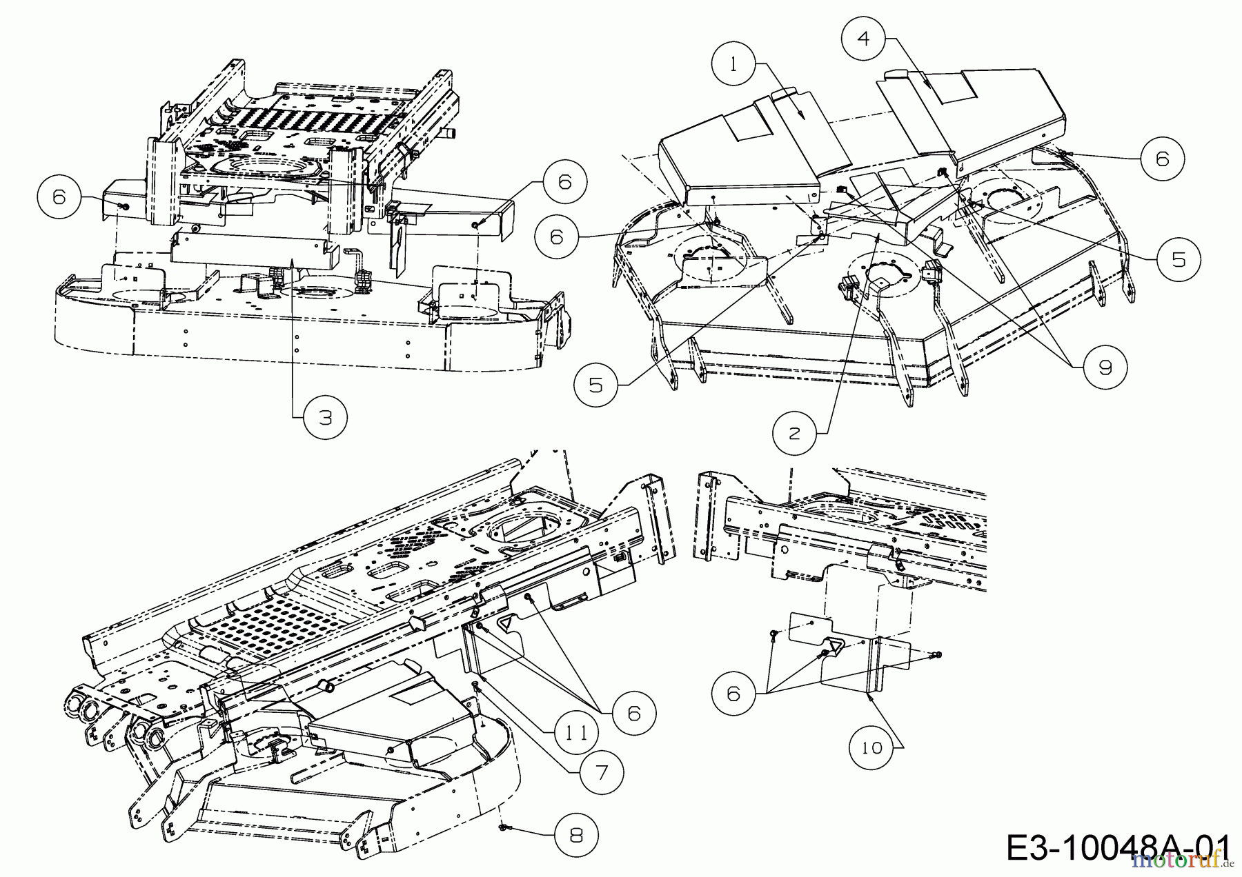  Cub Cadet Zero Turn Z 1 Pro Series 54 53AWEFJA603  (2017) Mähwerksabdeckung