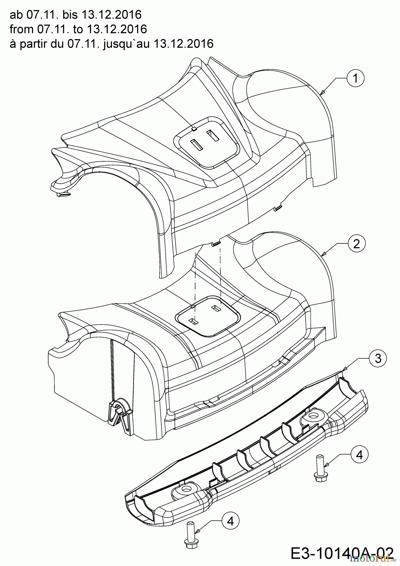  WOLF-Garten Expert Motormäher mit Antrieb Expert 46 BA V HW 12ABTV5E650  (2017) Abdeckung Vorderachse ab 07.11. bis 13.12.2016