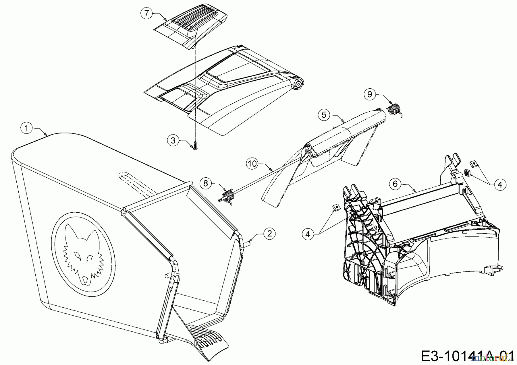  WOLF-Garten Expert Motormäher Expert 420 11B-LUSC650  (2017) Grasfangsack, Heckklappe, Leitstück hinten