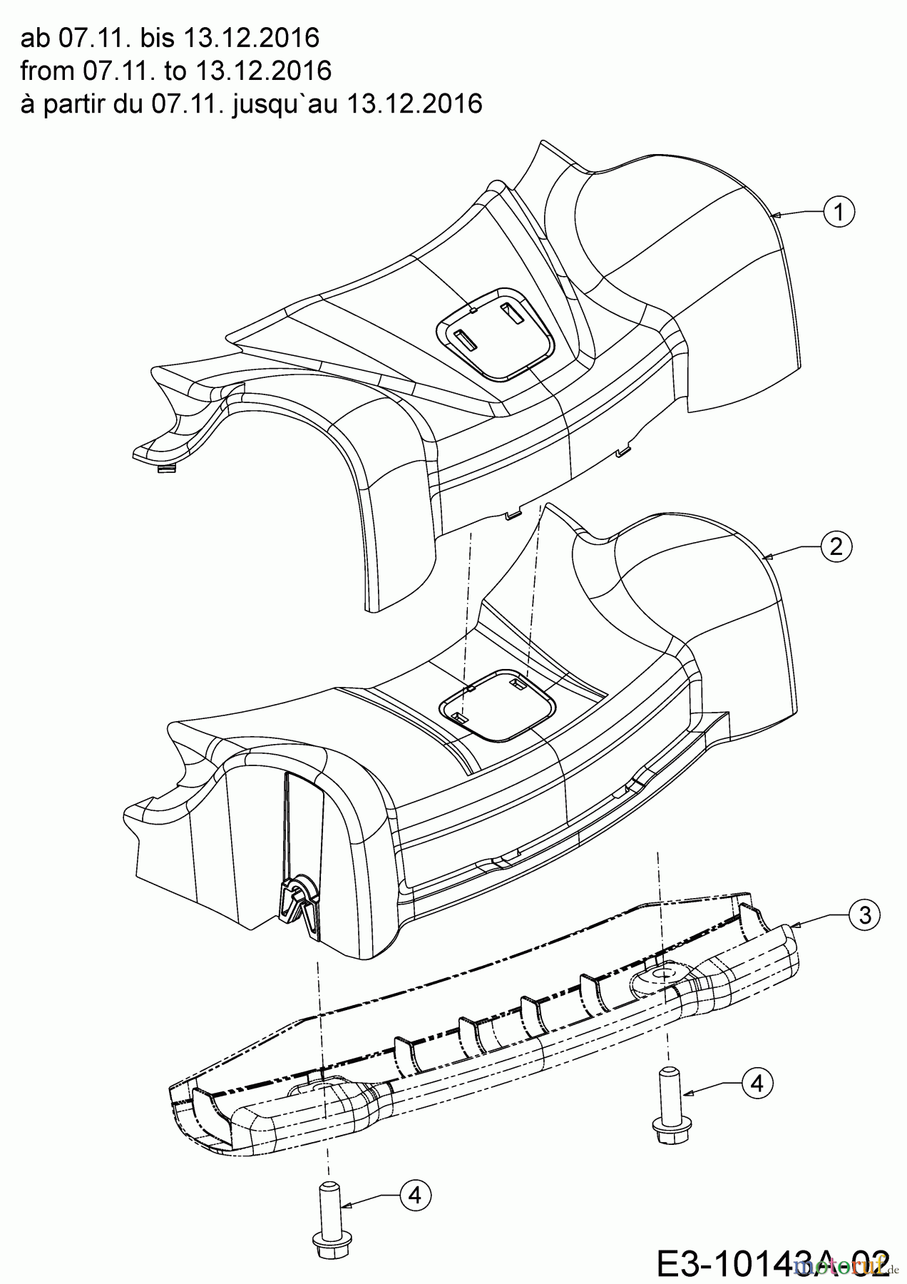  WOLF-Garten Expert Motormäher mit Antrieb Expert 53 BA V HW 12ABPV5L650  (2018) Abdeckung Vorderachse ab 07.11. bis 13.12.2016