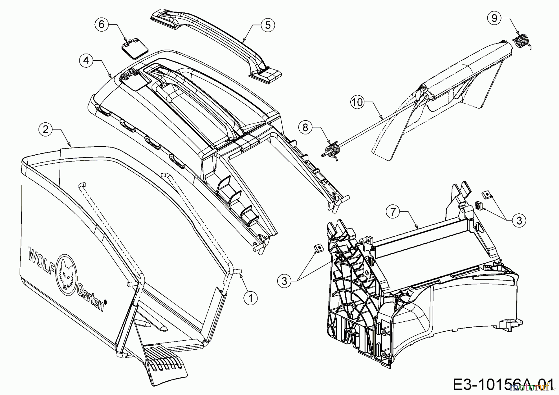  Wolf-Garten Motormäher A 4600 11A-TOSC650  (2017) Grasfangsack, Heckklappe, Leitstück hinten