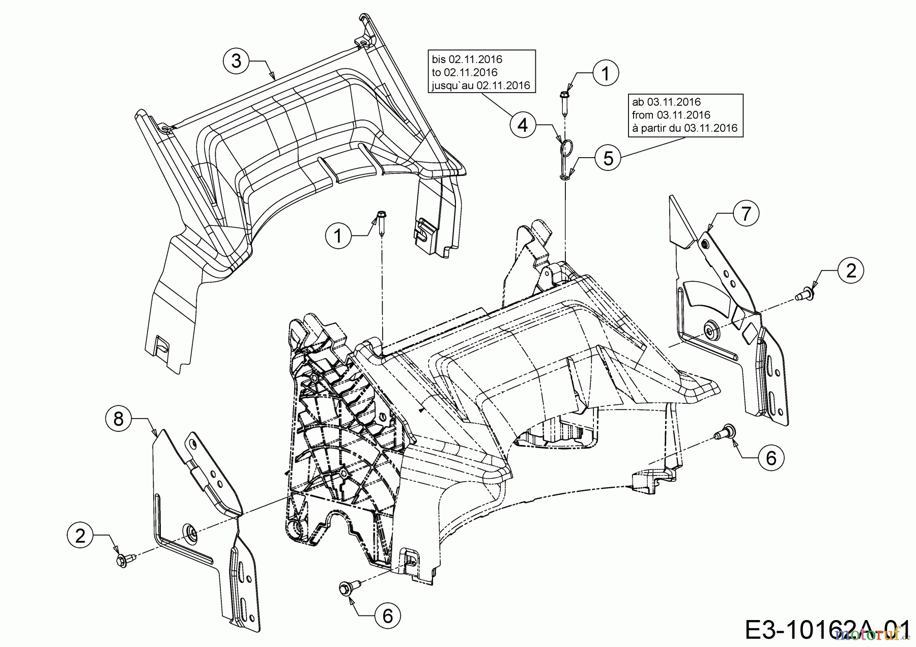  Wolf-Garten Motormäher mit Antrieb A 420 AVHW 12AQLV5B650  (2018) Abdeckung hinten, Holmbraketten