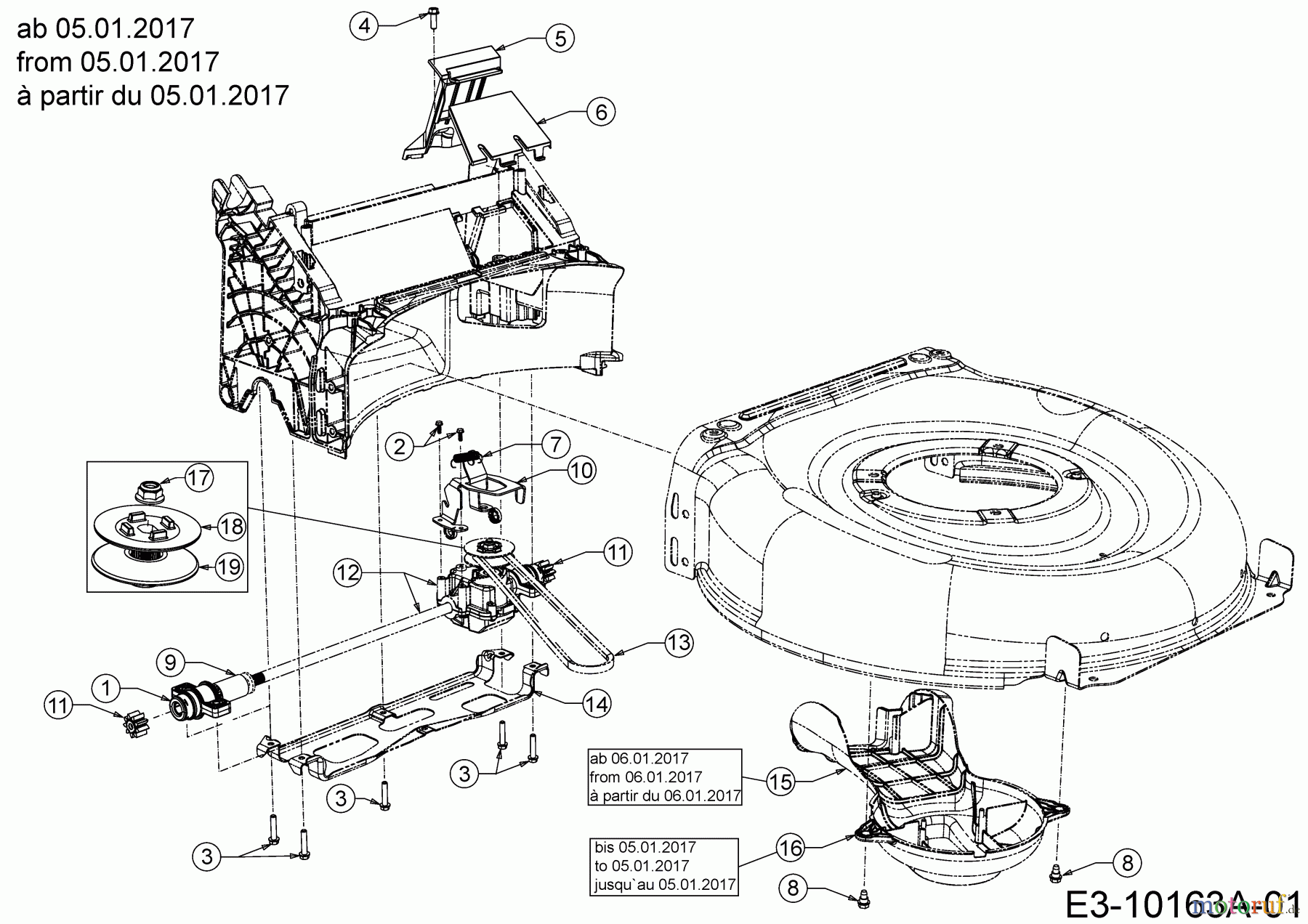  Wolf-Garten Motormäher mit Antrieb A 420 AVHW 12AQLV5B650  (2017) Getriebe, Keilriemen ab 05.01.2017