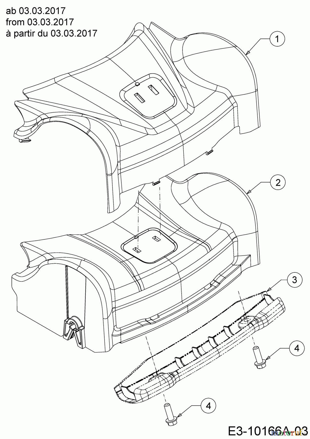  Wolf-Garten Motormäher mit Antrieb A 460 AHW 12B-TVSC650  (2017) Abdeckung Vorderachse ab 03.03.2017