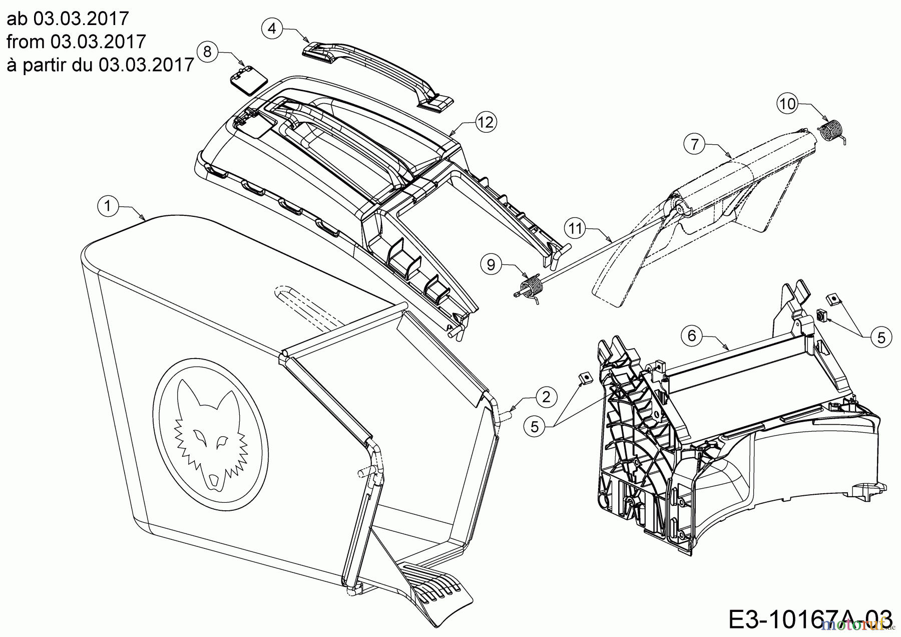  Wolf-Garten Motormäher mit Antrieb A 460 AHW 12B-TVSC650  (2017) Grasfangsack, Heckklappe, Leitstück hinten ab 03.03.2017