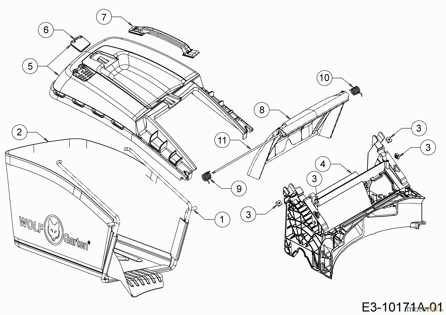  Wolf-Garten Motormäher mit Antrieb A 530 AVHWH 12AQPVEQ650  (2017) Grasfangsack, Heckklappe, Leitstück hinten