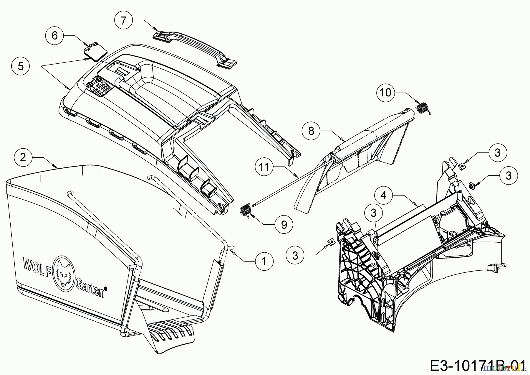  Wolf-Garten Motormäher mit Antrieb WA 53 AHW 12A-PV5L650  (2018) Grasfangsack, Heckklappe, Leitstück hinten