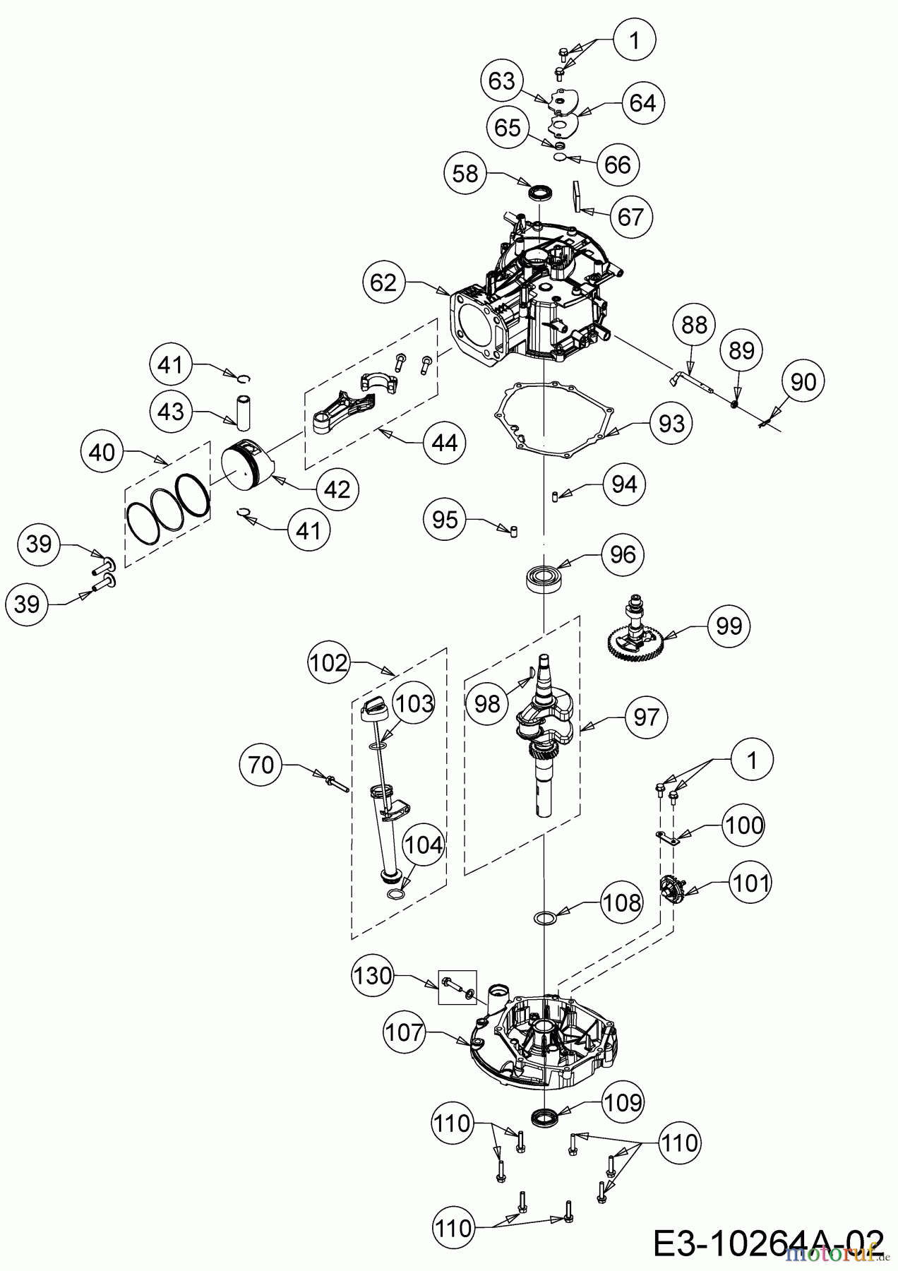  MTD-Motoren Vertikal 5X70RH 752Z5X70RH  (2017) Kolben, Kurbelwelle, Nockenwelle, Pleuel