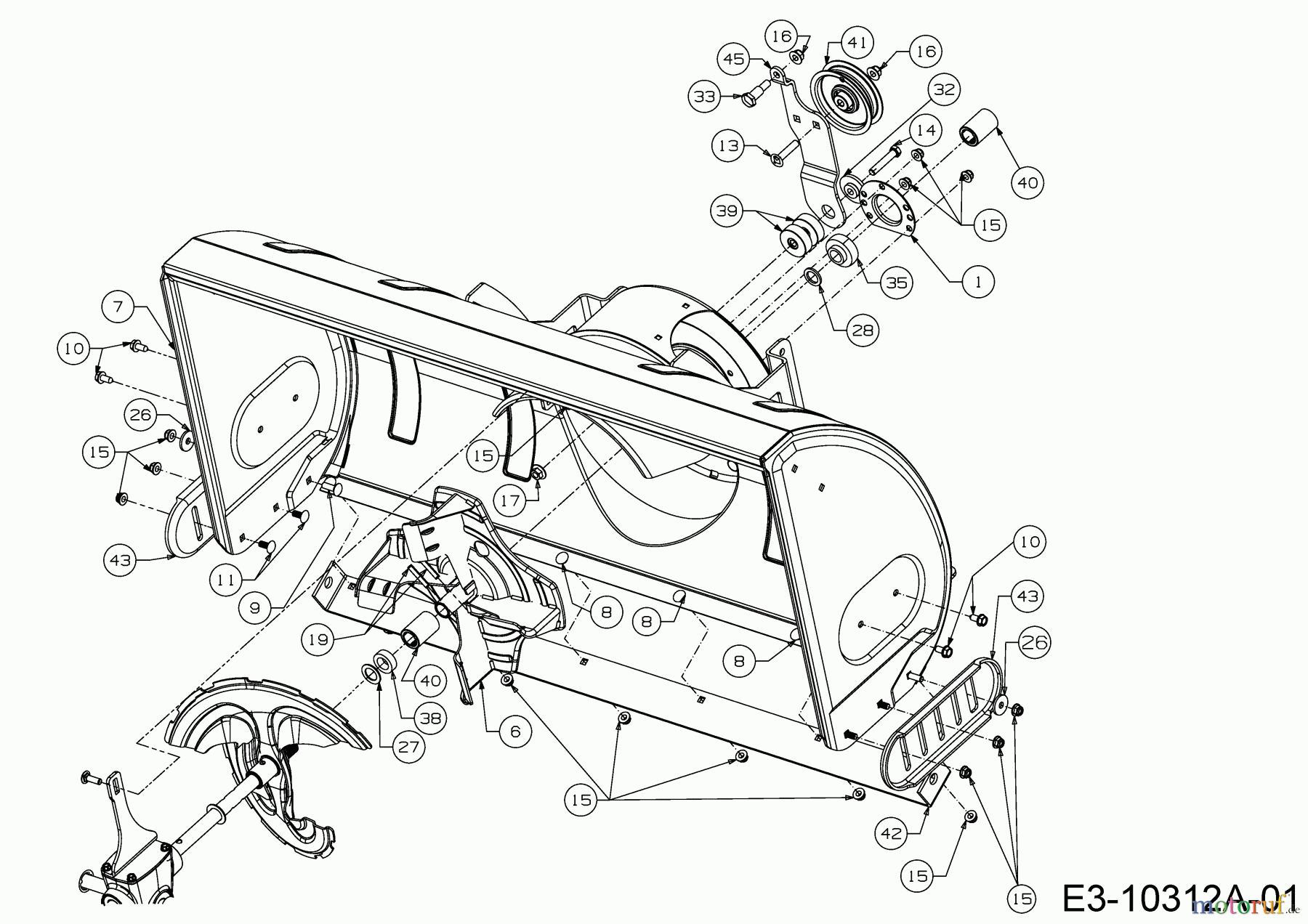  MTD Zubehör Zubehör Garten- und Rasentraktoren Schneefräsen für A Serie (NX 15) Seitenauswurf 19A40024100  (2018) Gleitkufen, Schaufelrad