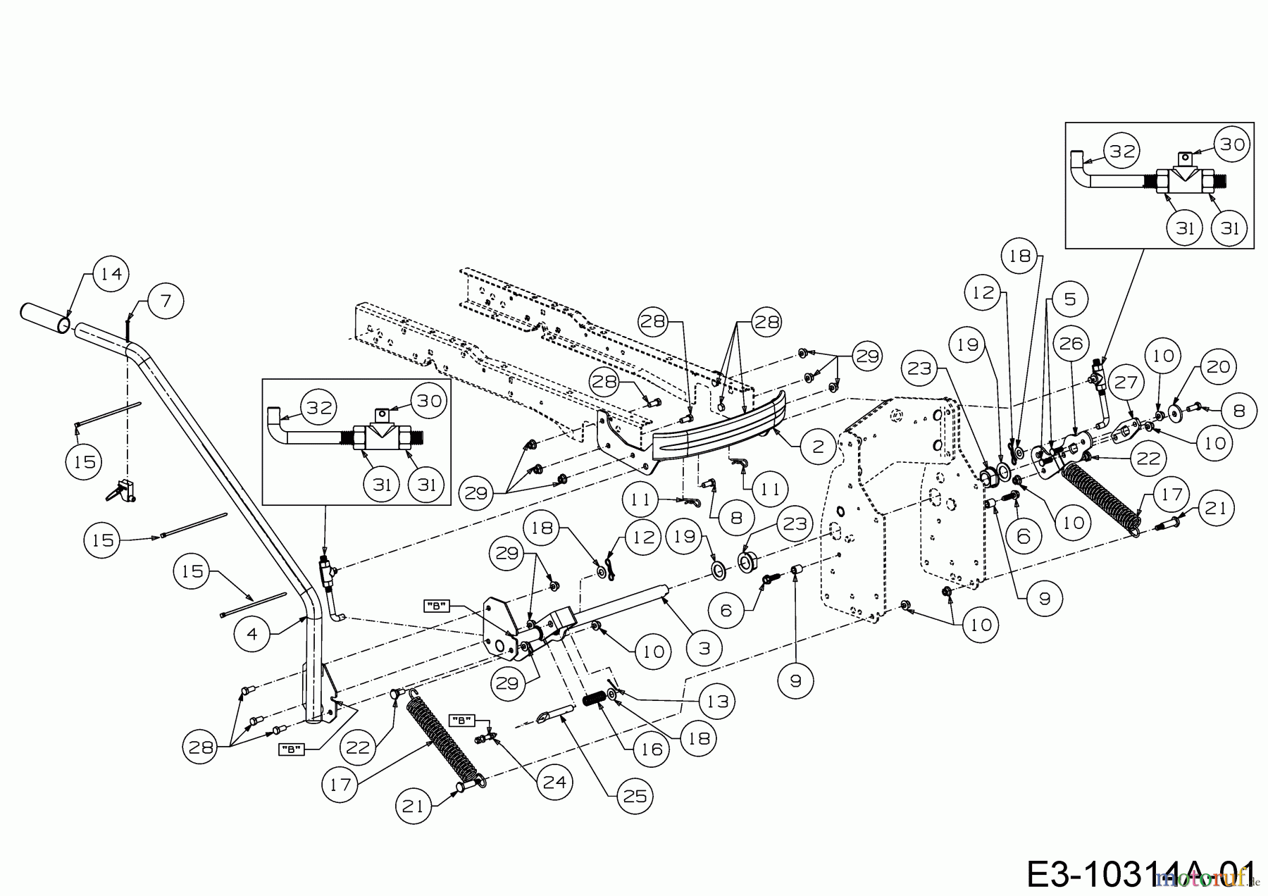  MTD Zubehör Zubehör Garten- und Rasentraktoren Schneefräsen für A Serie (NX 15) Seitenauswurf 19A40024100  (2017) Aushebung