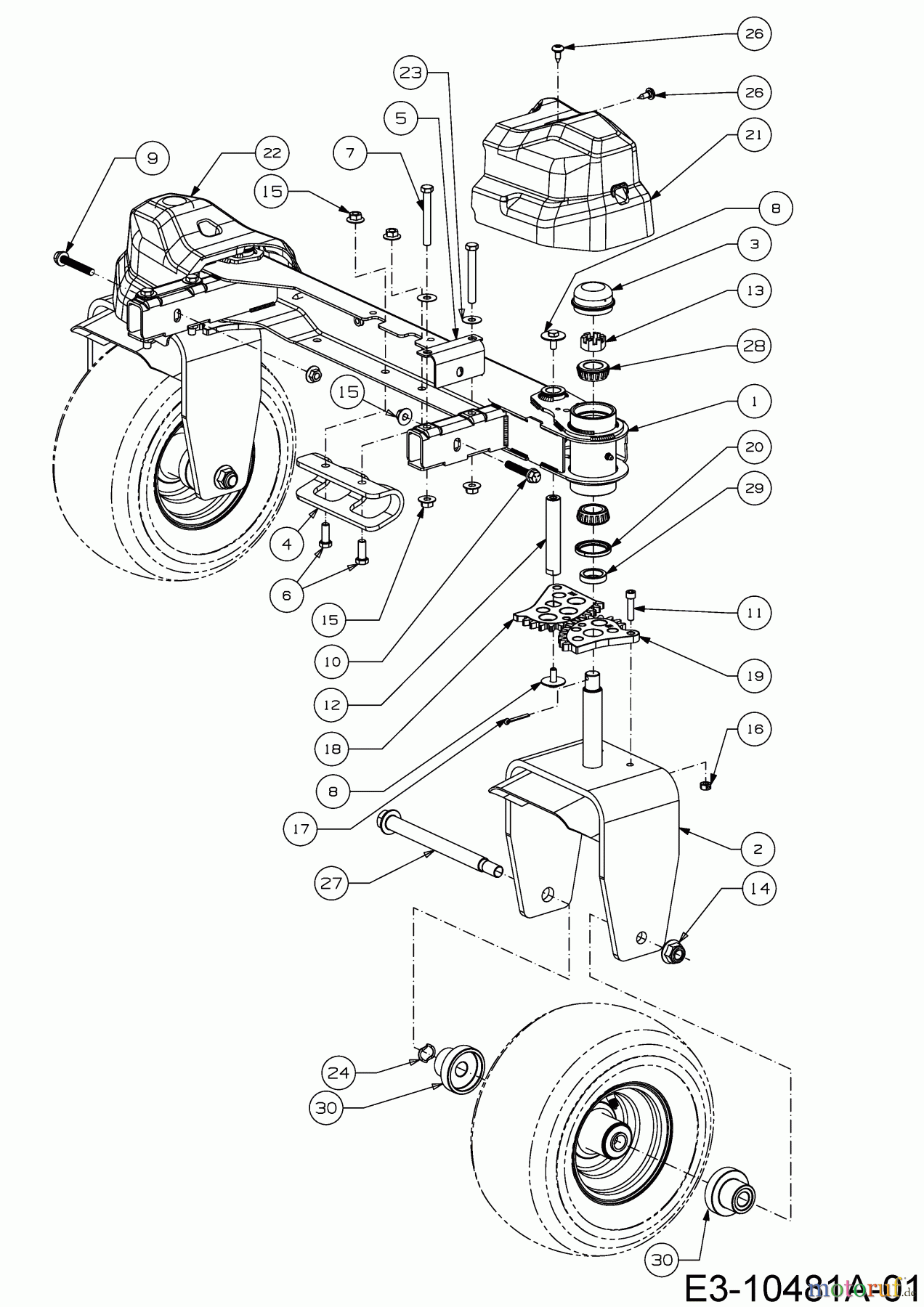  Cub Cadet Zero Turn Z1 137 53BWEFJA603  (2018) Vorderachse