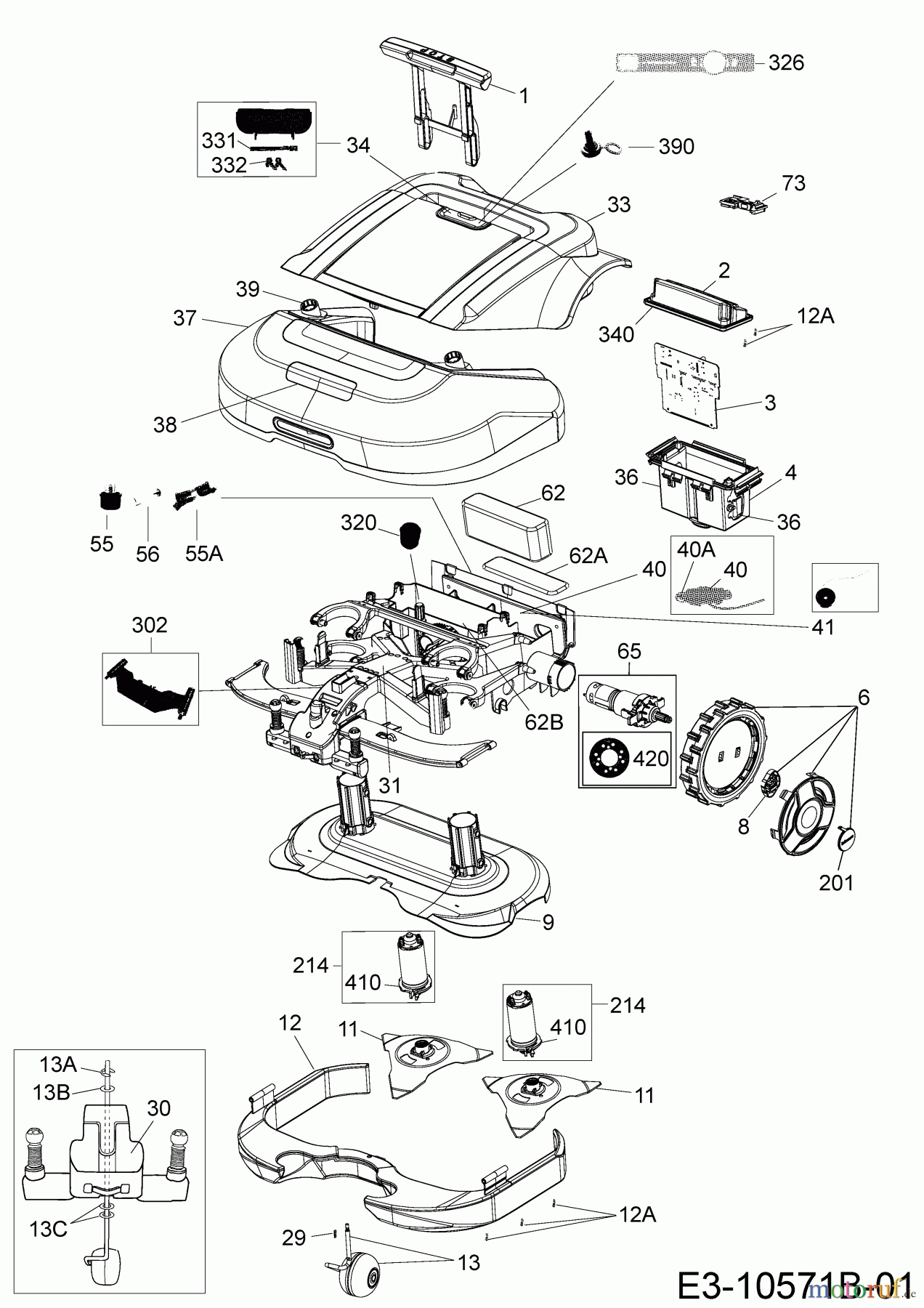  Robomow Mähroboter RS612 US PRD6100US1G  (2016) Elektromotore, Gehäuse, Messer, Räder