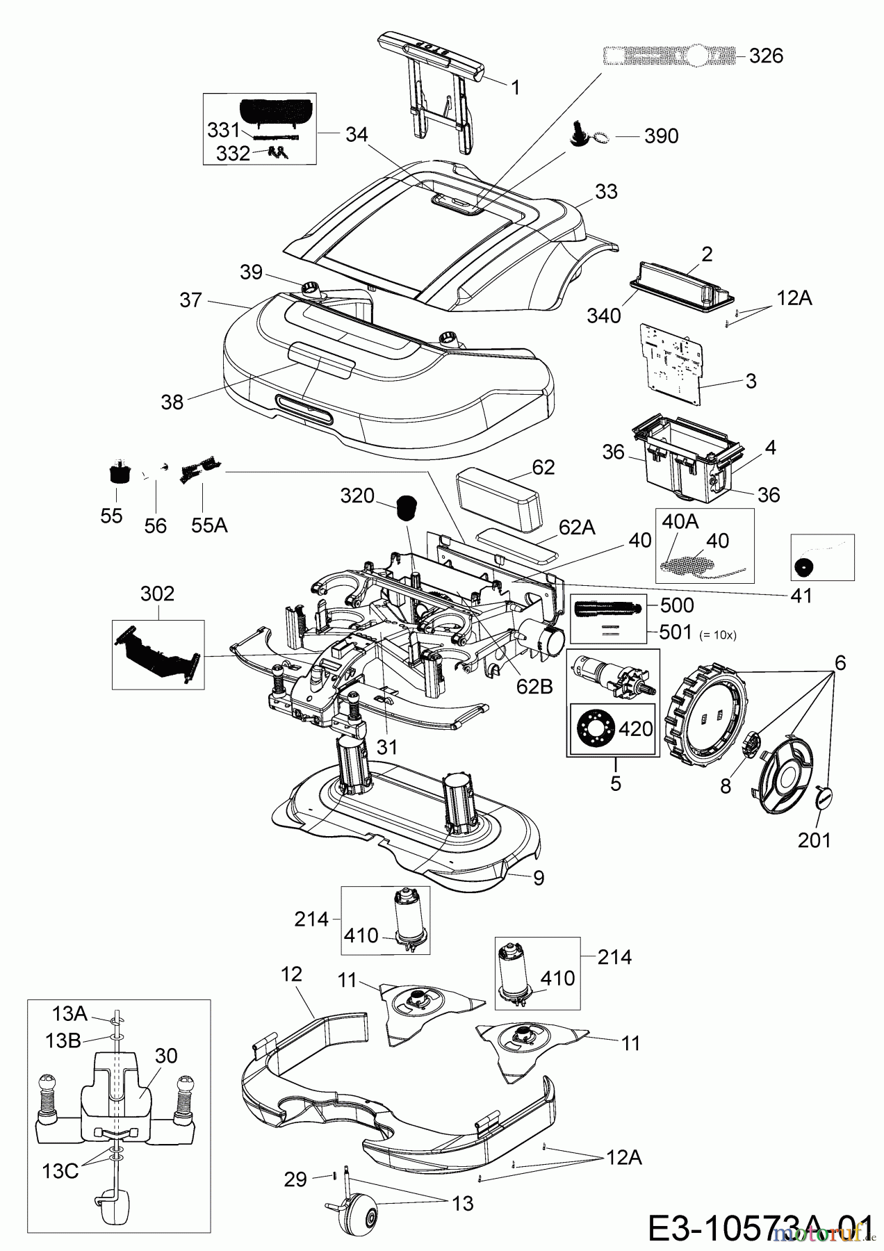  Robomow Mähroboter RS612 PRD6100B  (2015) Elektromotore, Gehäuse, Messer, Räder