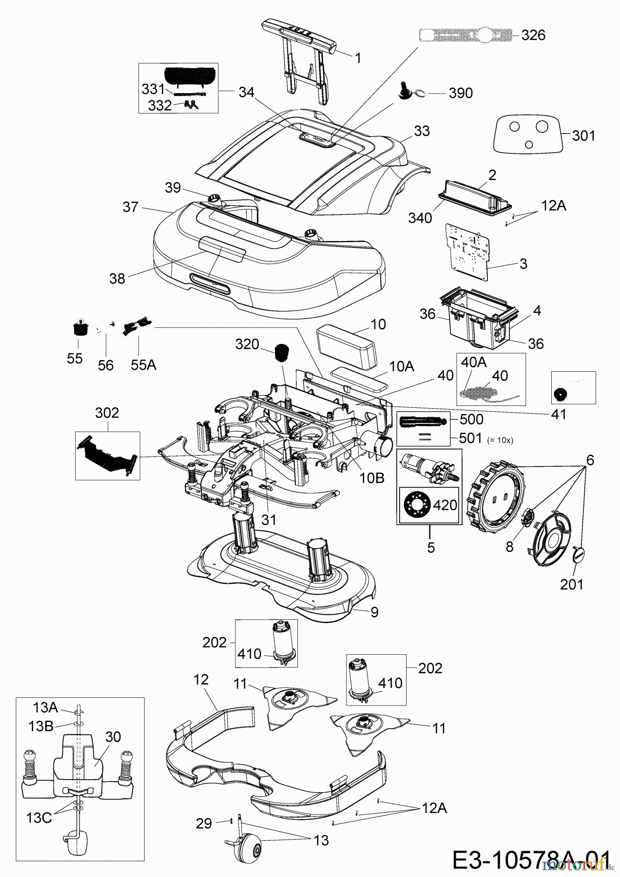  Robomow Mähroboter RS630 (White) PRD6300BW  (2015) Elektromotore, Gehäuse, Messer, Räder