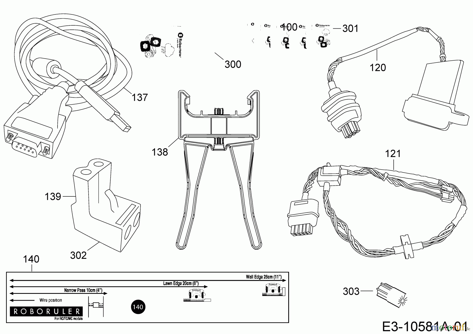  Robomow Mähroboter RC304 PRD7004A  (2014) Kabel, Kabelanschluß, Regensensor, Werkzeug