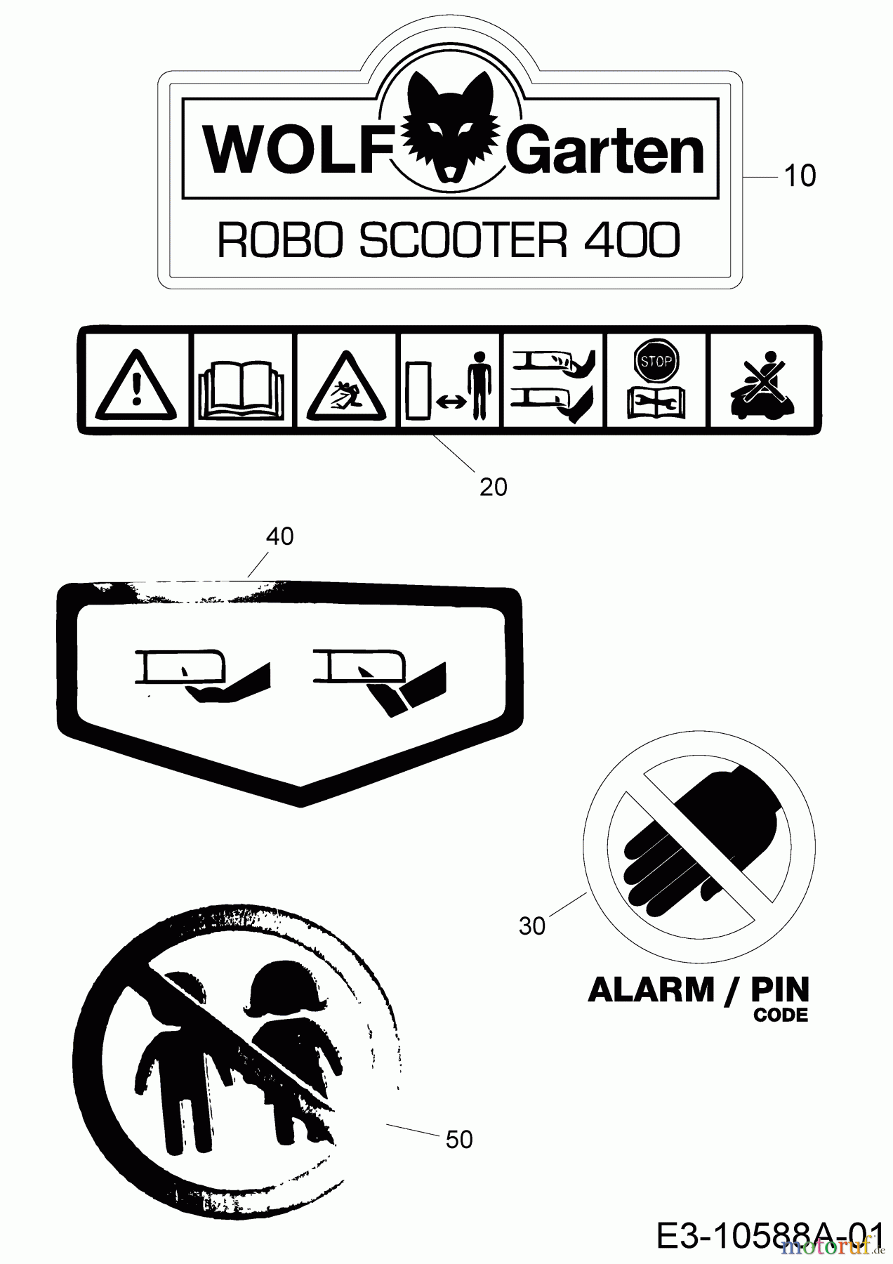  Wolf-Garten Mähroboter Robo Scooter 400 18BO04LF650  (2015) Aufkleber