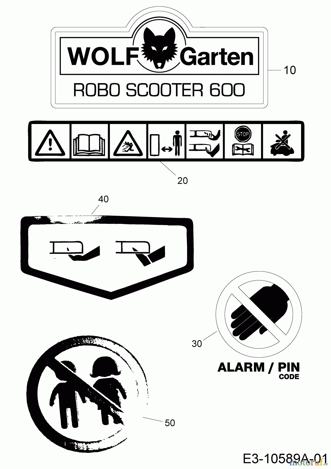  Wolf-Garten Mähroboter Robo Scooter 600 18AO06LF650  (2014) Aufkleber