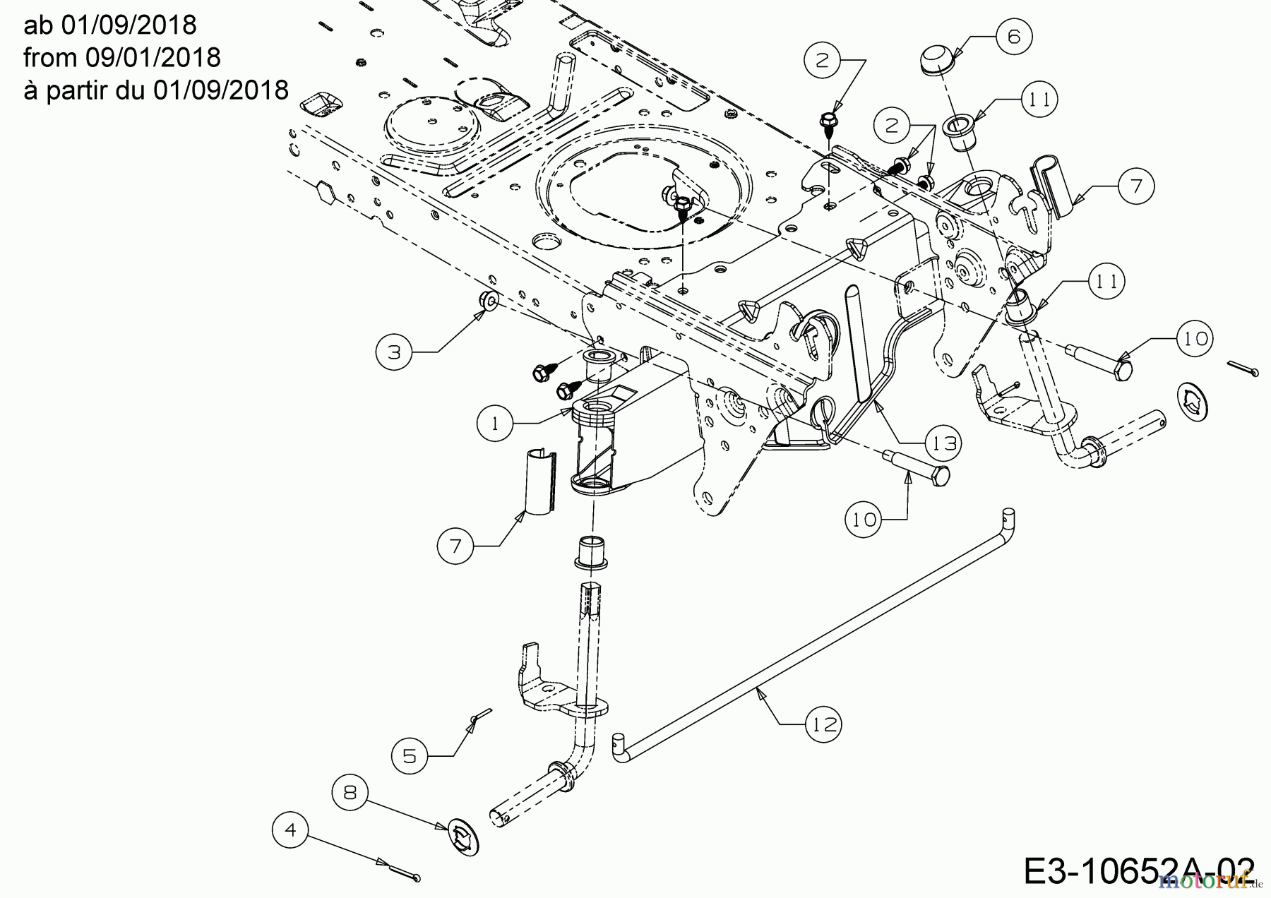  MTD Rasentraktoren Smart RF 130 HM 13A279KF600  (2018) Vorderachse ab 01/09/2018