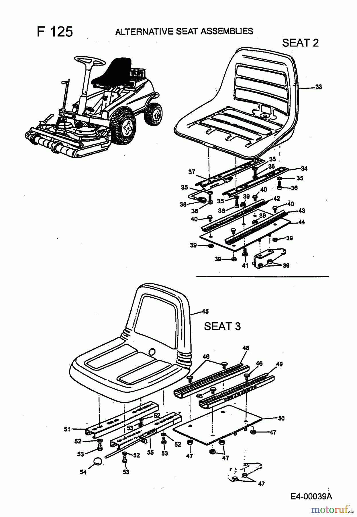  MTD Rasentraktoren F 125 13A-522-678  (1999) Sitz