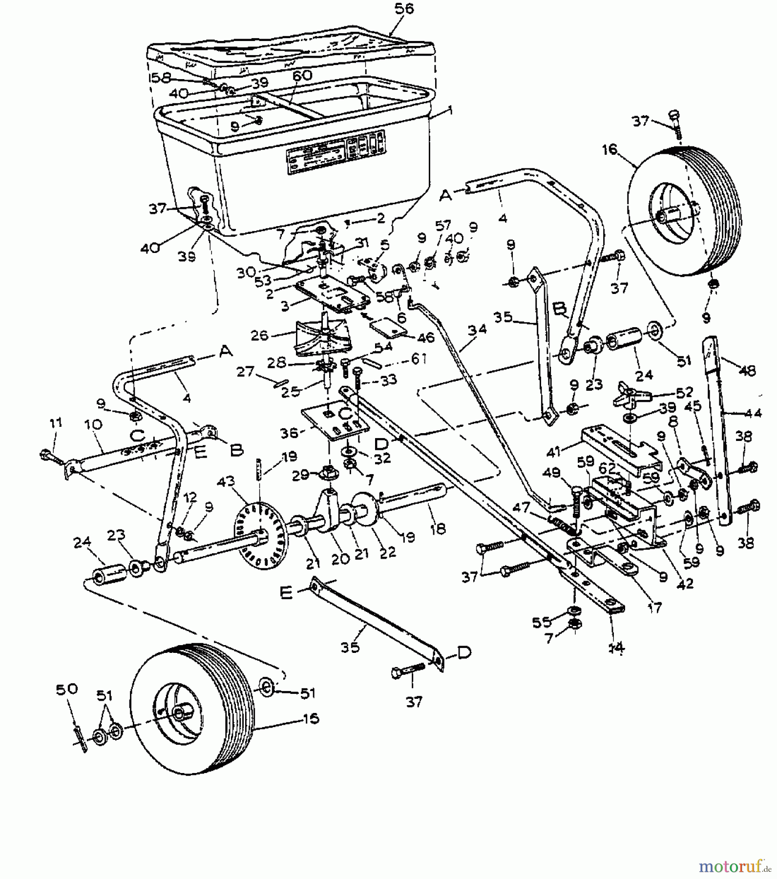  MTD Zubehör Zubehör Garten- und Rasentraktoren Streuer 45-01871  (190-438-000) 190-438-000  (2001) Grundgerät