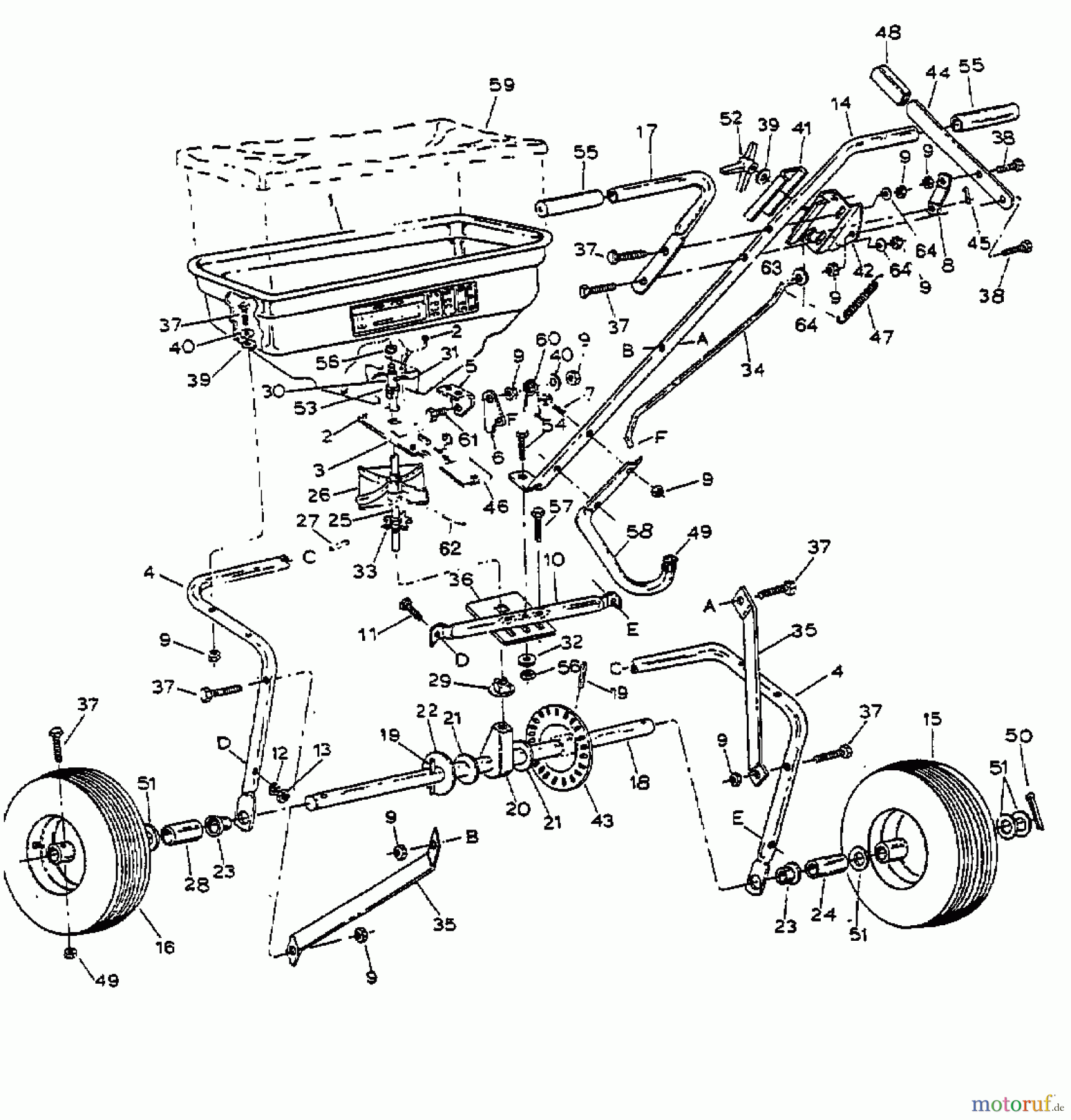  MTD Zubehör Zubehör handgeführte Geräte Streuer 45-02101  (190-454-000) 190-454-000  (1999) Grundgerät