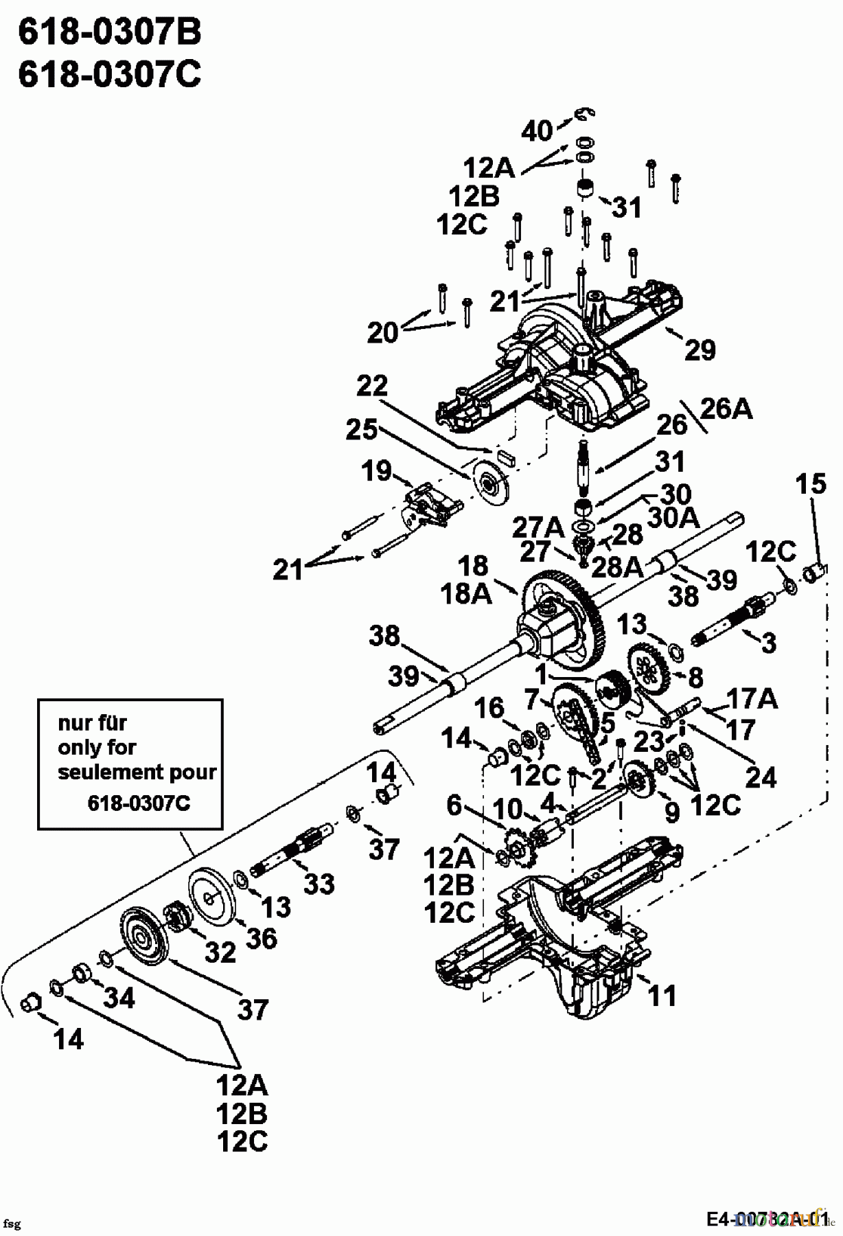  Yard-Man ältere Modelle Rasentraktoren AH 6200 13AU604H643  (2003) Getriebe