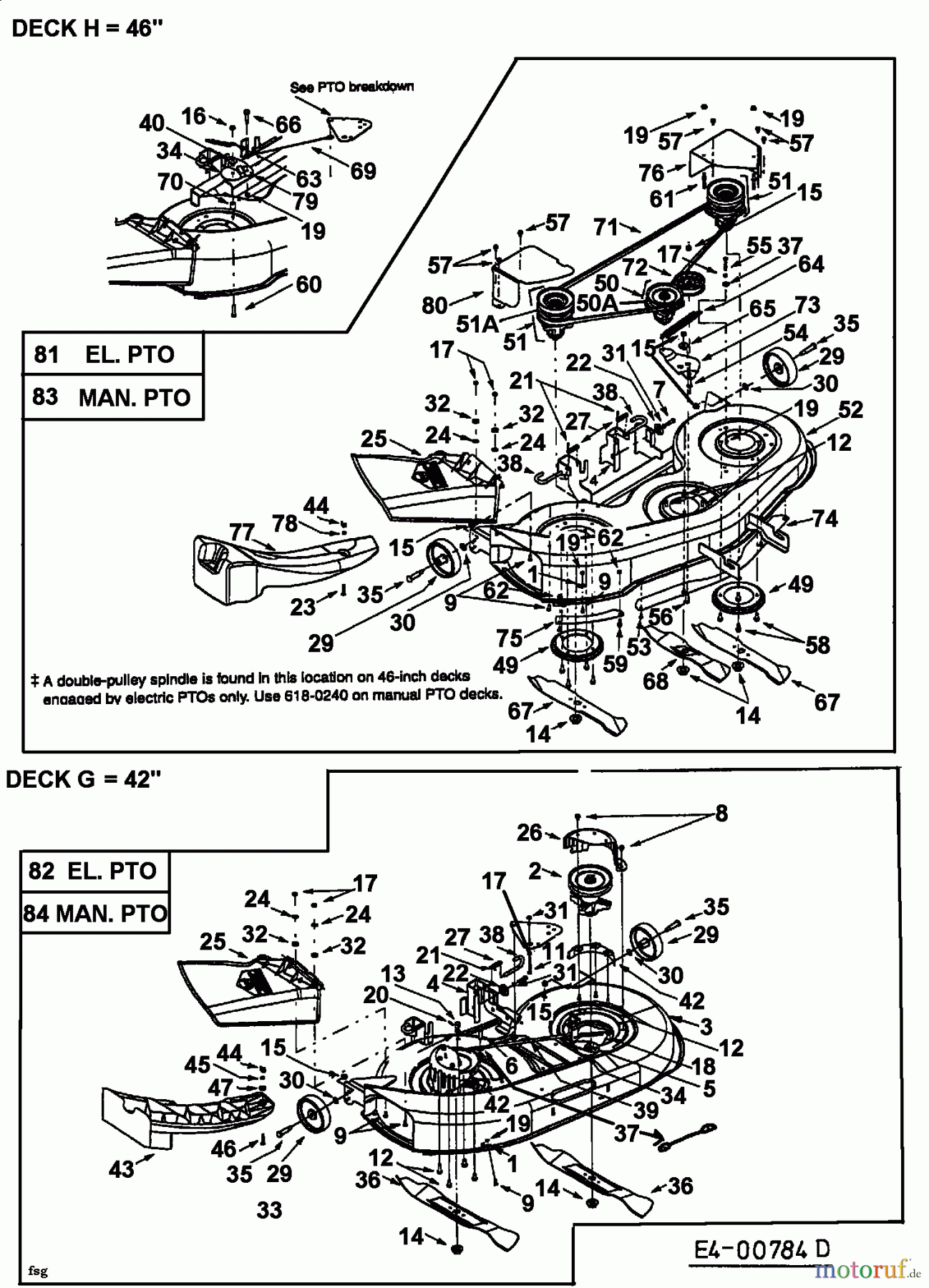  Yard-Man ältere Modelle Rasentraktoren X 604 G 13AX604G643  (2002) Mähwerke G (42