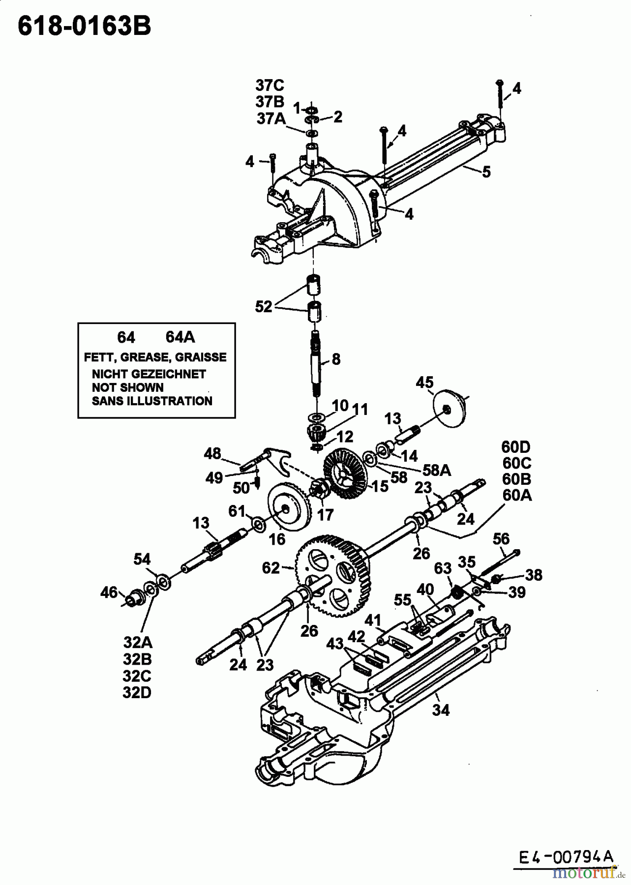  MTD Rasentraktoren B 155 13AP678G678  (2000) Getriebe