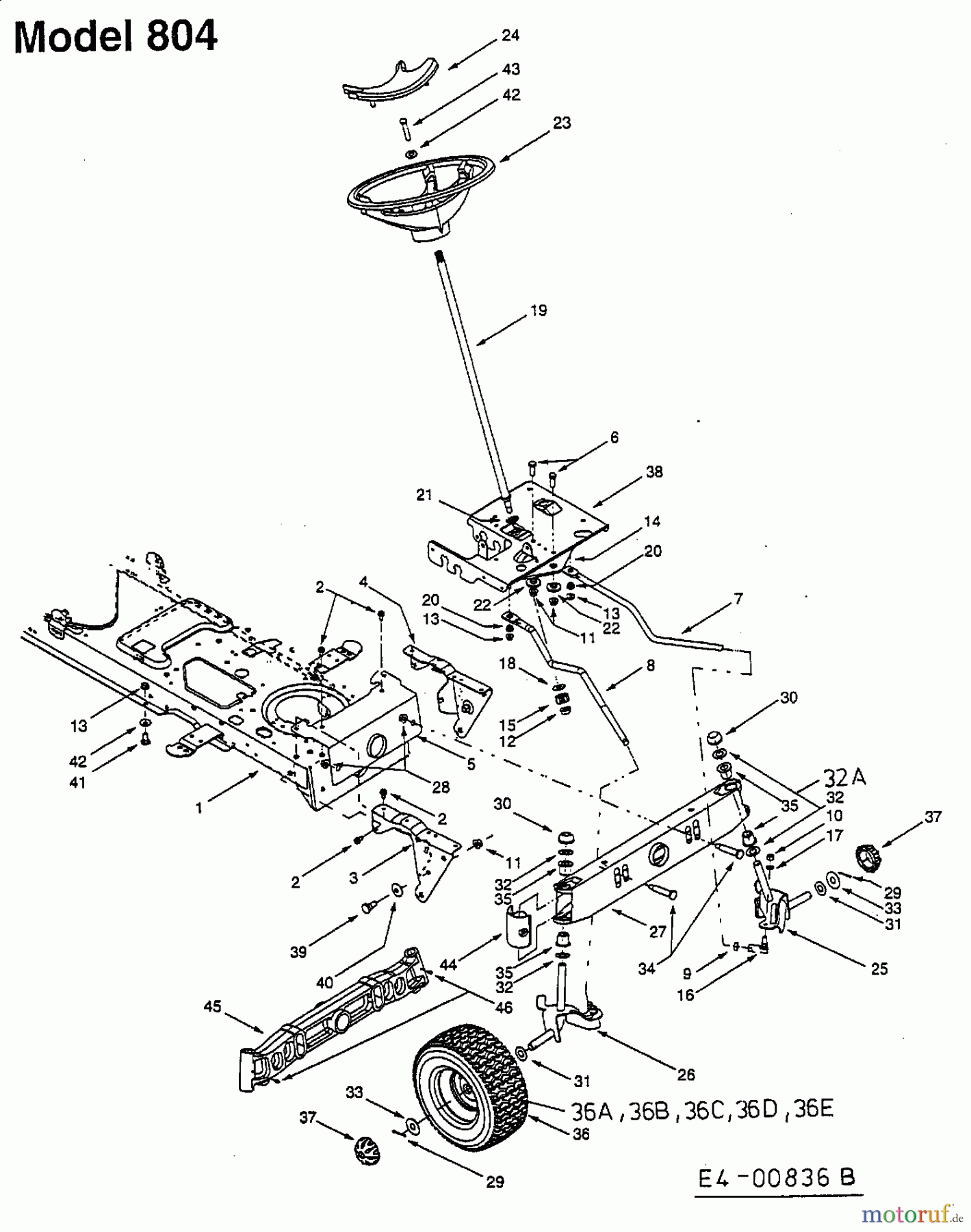  Yard-Man ältere Modelle Gartentraktoren AH 8200 14AU804H643  (2001) Vorderachse