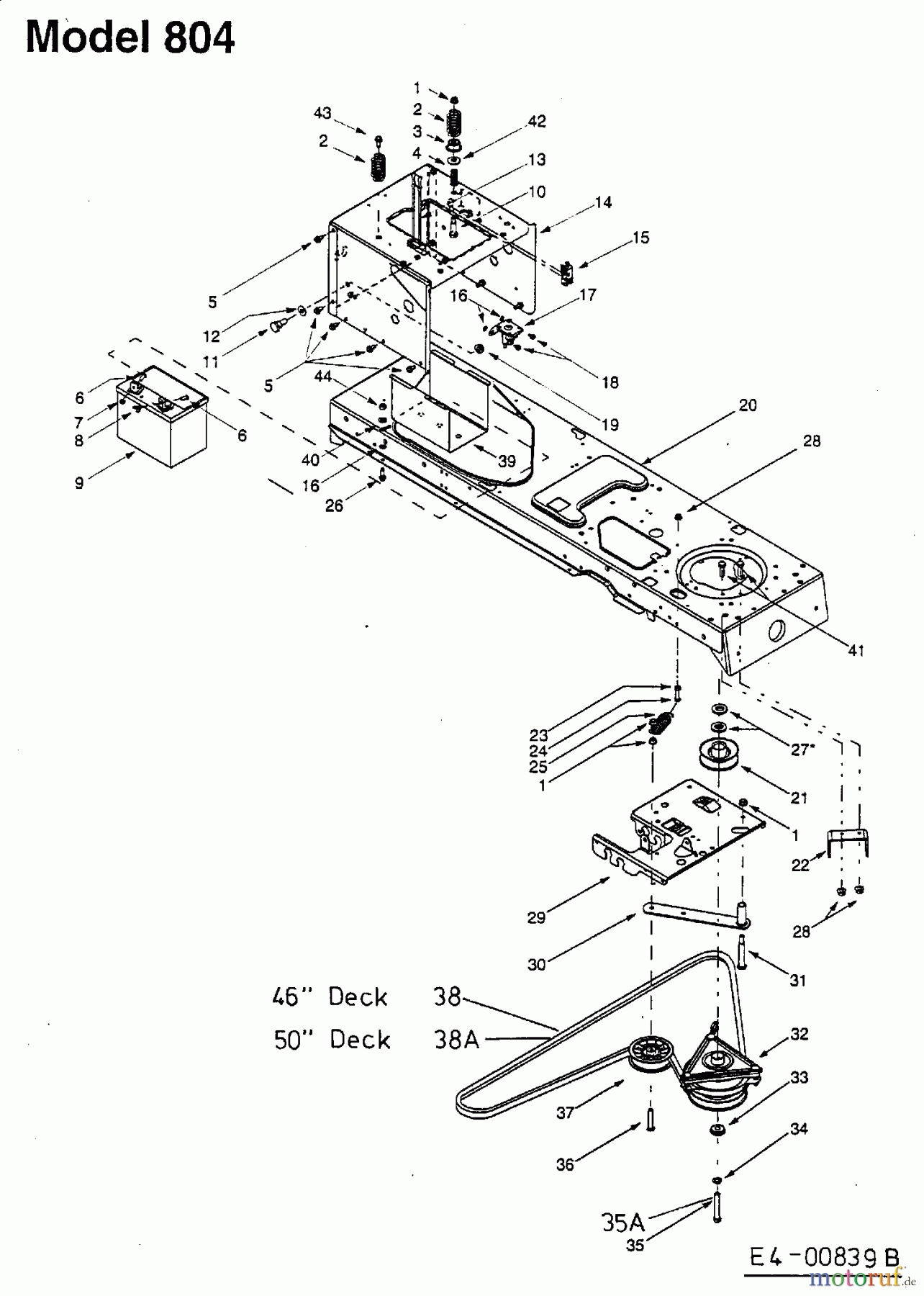  Yard-Man ältere Modelle Gartentraktoren AH 8200 14AU804H643  (2001) Batterie, Elektromagnetkupplung, Rahmen