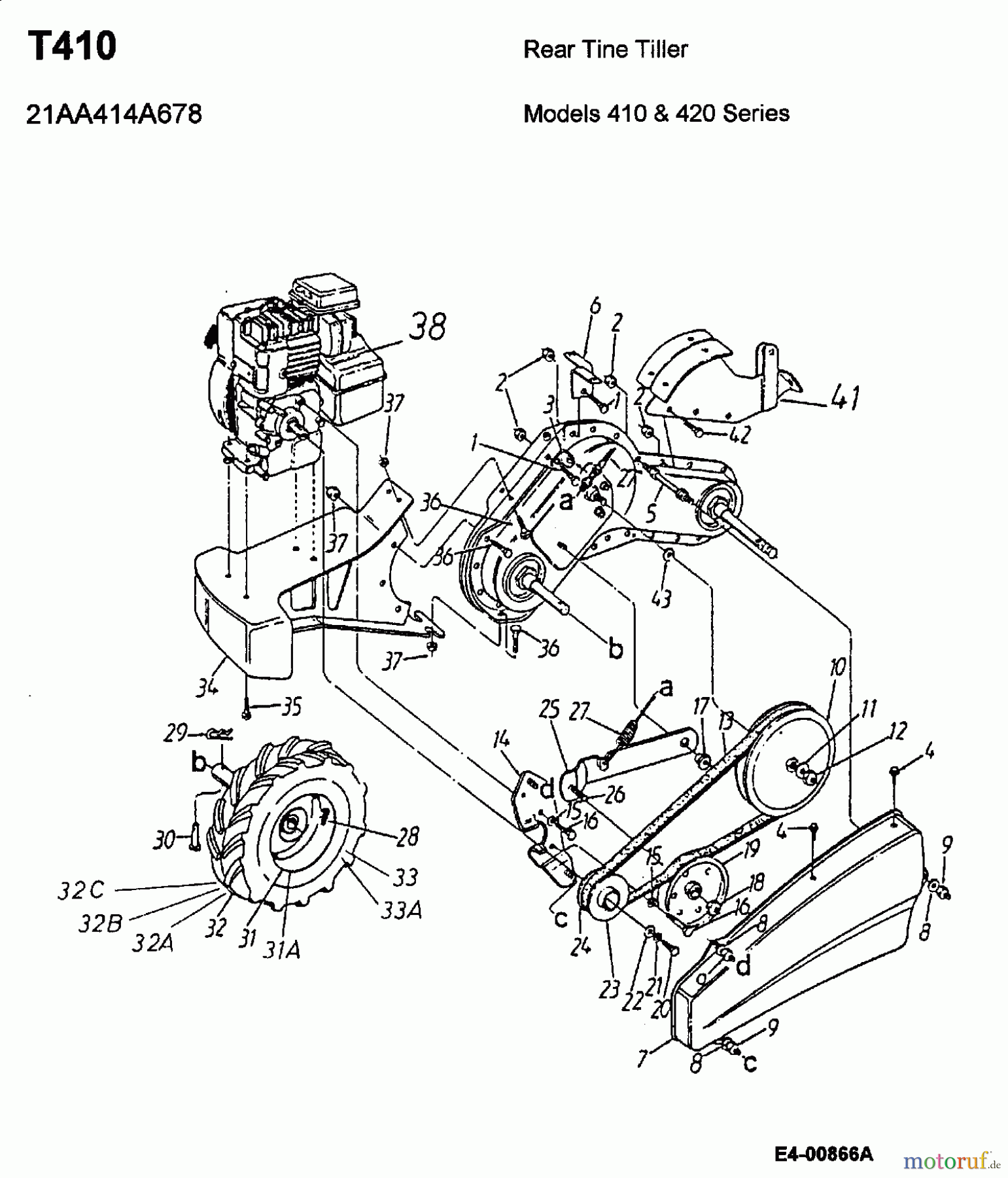  Mastercut Motorhacken T/410 21A-411A659  (2001) Getriebe, Räder