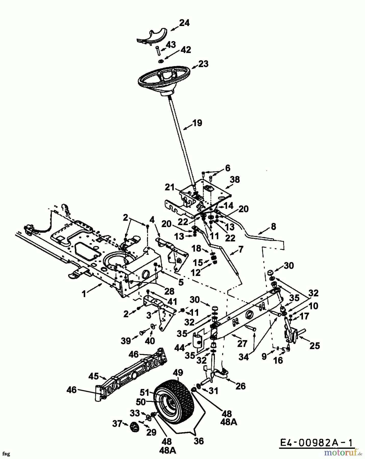  Yard-Man ältere Modelle Rasentraktoren AG 6145 13BP604G643  (2001) Vorderachse