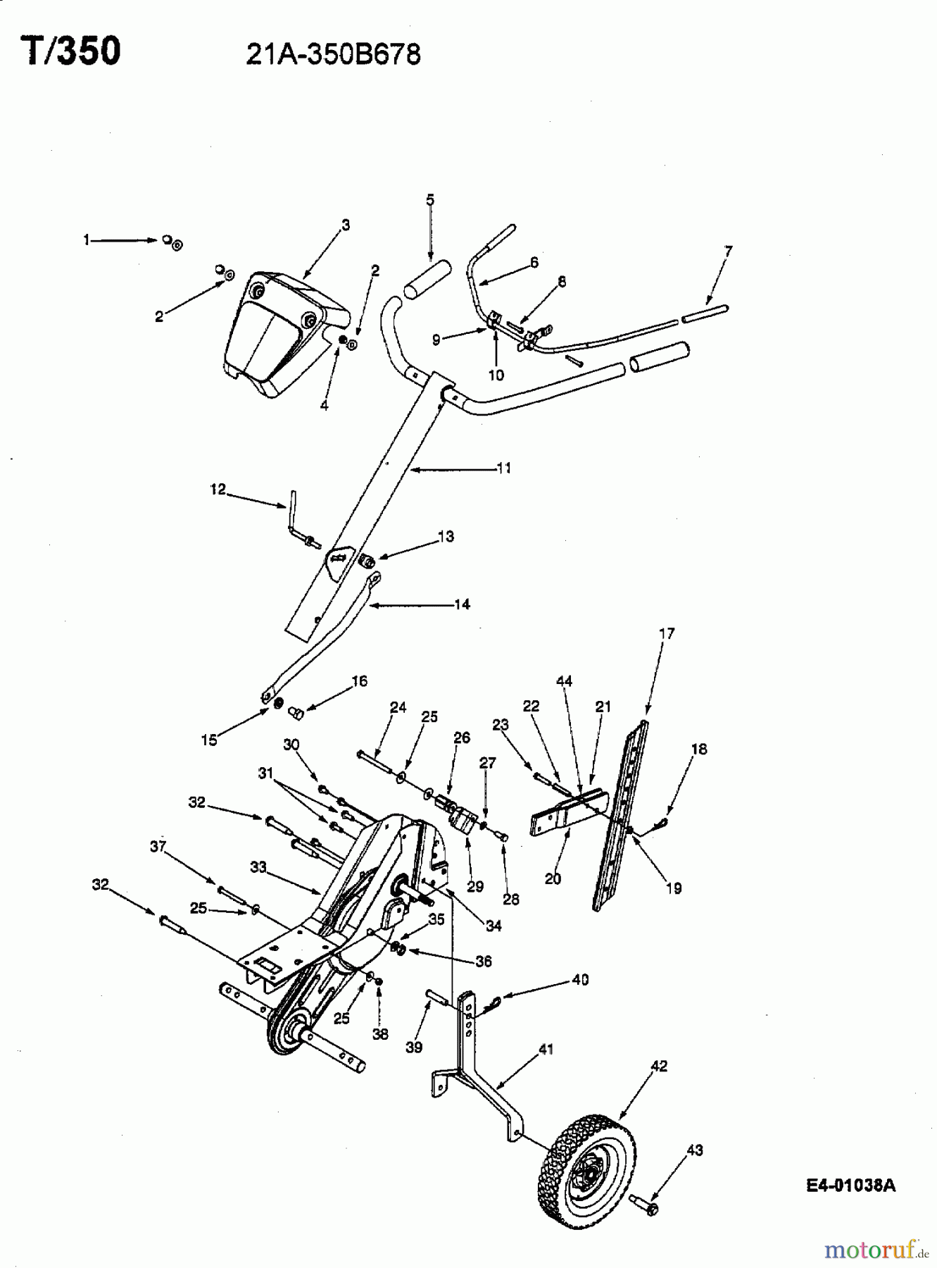  MTD ältere Modelle Motorhacken T/350 21A-350B678  (2002) Grundgerät