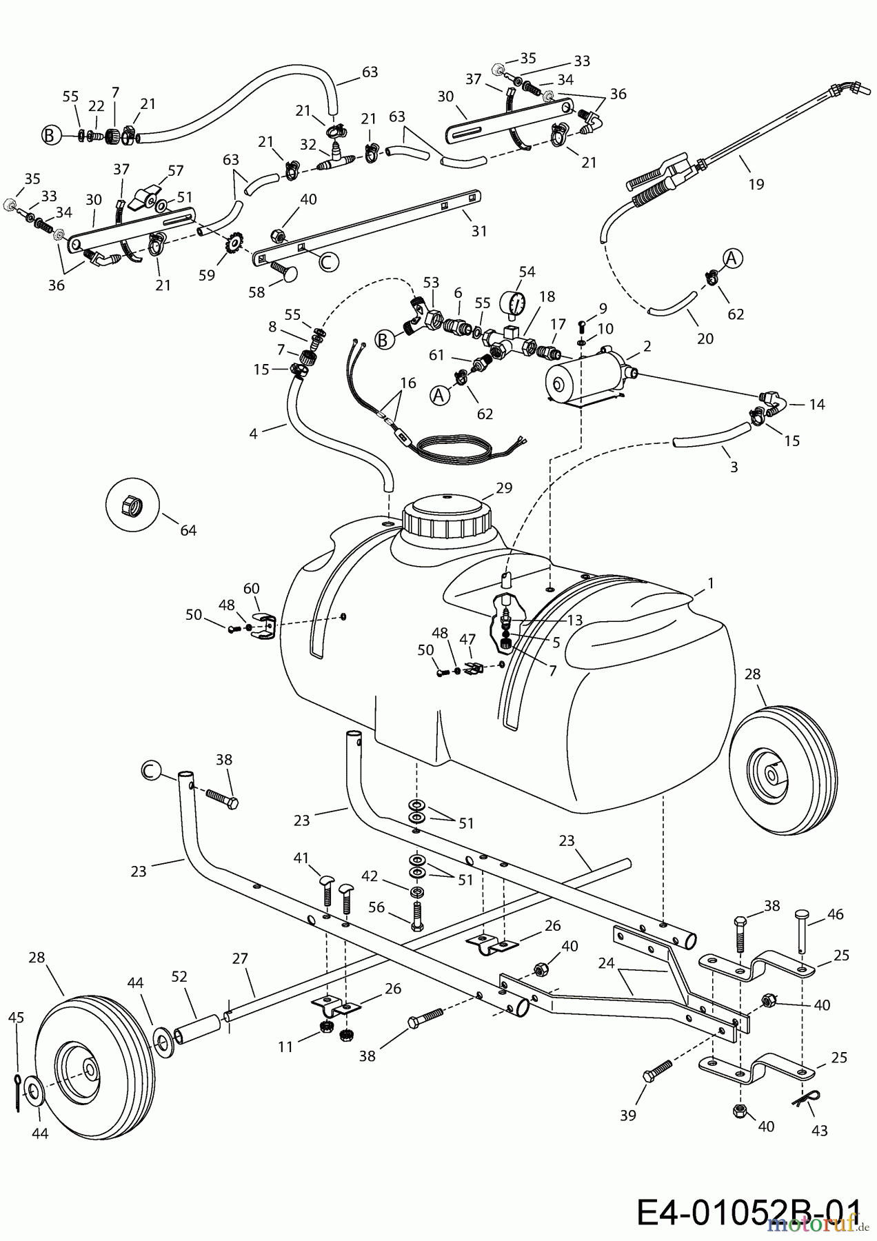  MTD Zubehör Zubehör Garten- und Rasentraktoren Sprüher 45-02932  (190-537-000) 190-537-000  (2009) Grundgerät