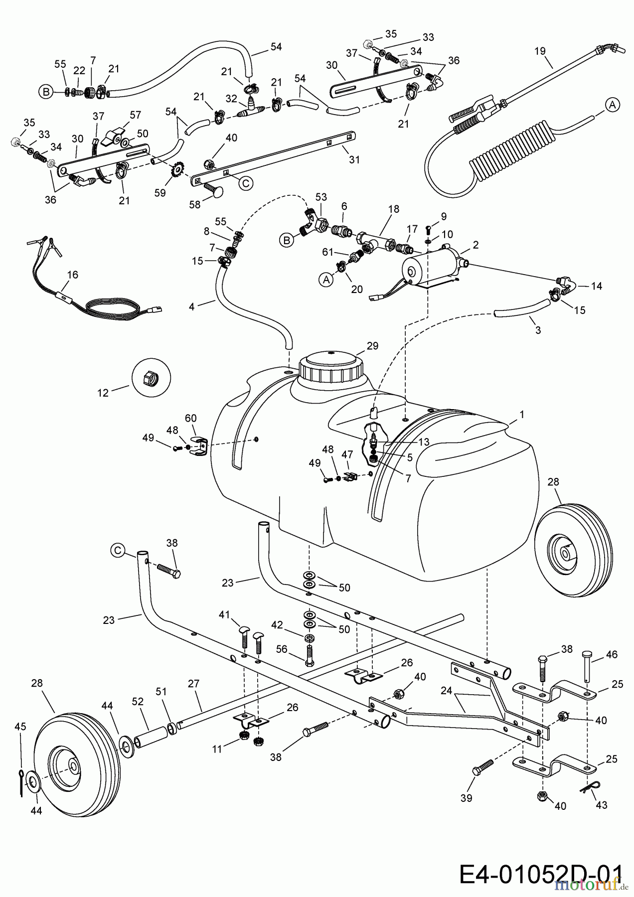  MTD Zubehör Zubehör Garten- und Rasentraktoren Sprüher 45-02934  (190-537-000) 190-537-000  (2013) Grundgerät