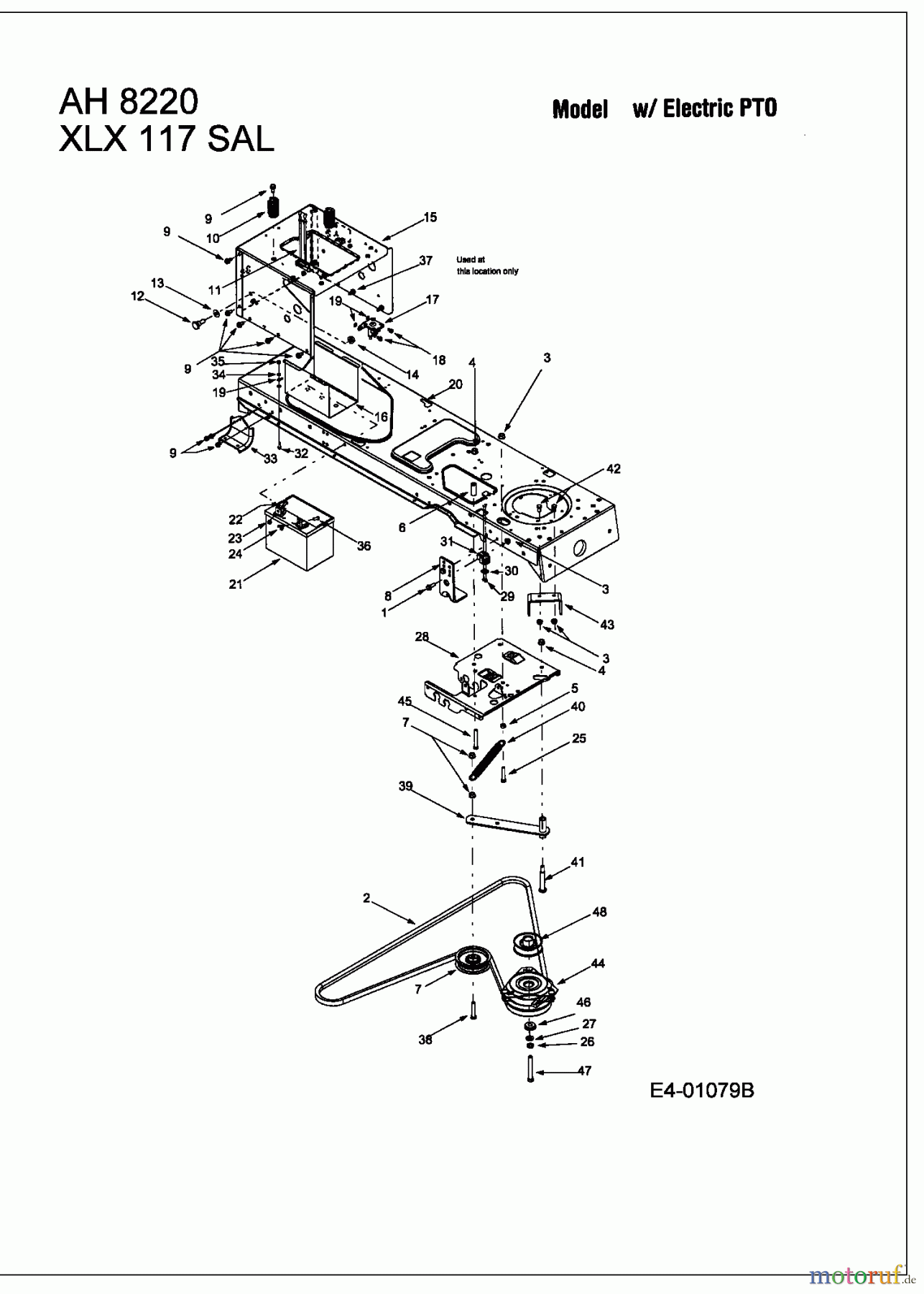  Yard-Man ältere Modelle Gartentraktoren AH 8220 14BU804H643  (2004) Batterie, Elektromagnetkupplung, Rahmen