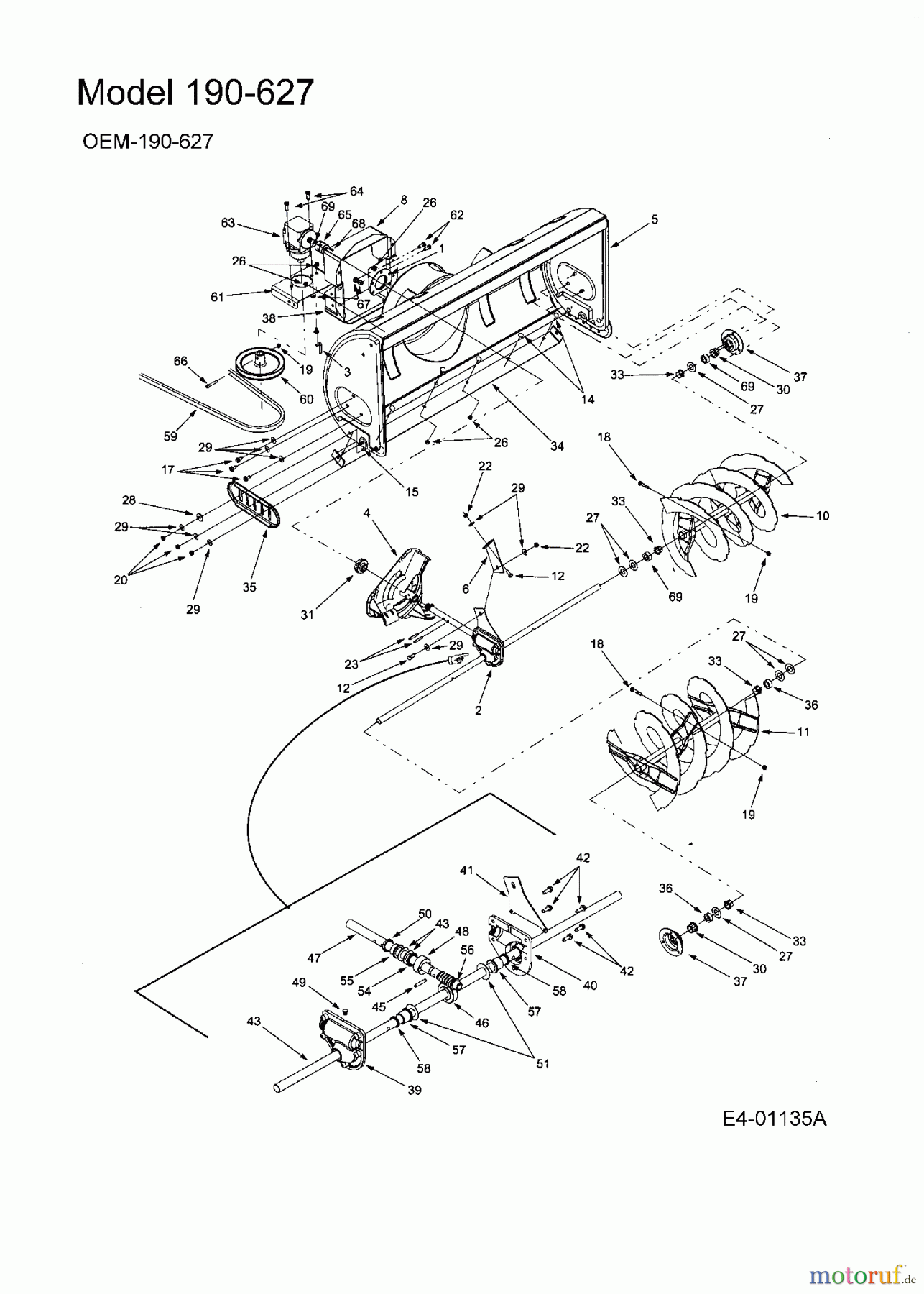  MTD Zubehör Zubehör Garten- und Rasentraktoren Schneefräsen für 600 Serie Kastenrahmen OEM-190-627  (2008) Grundgerät