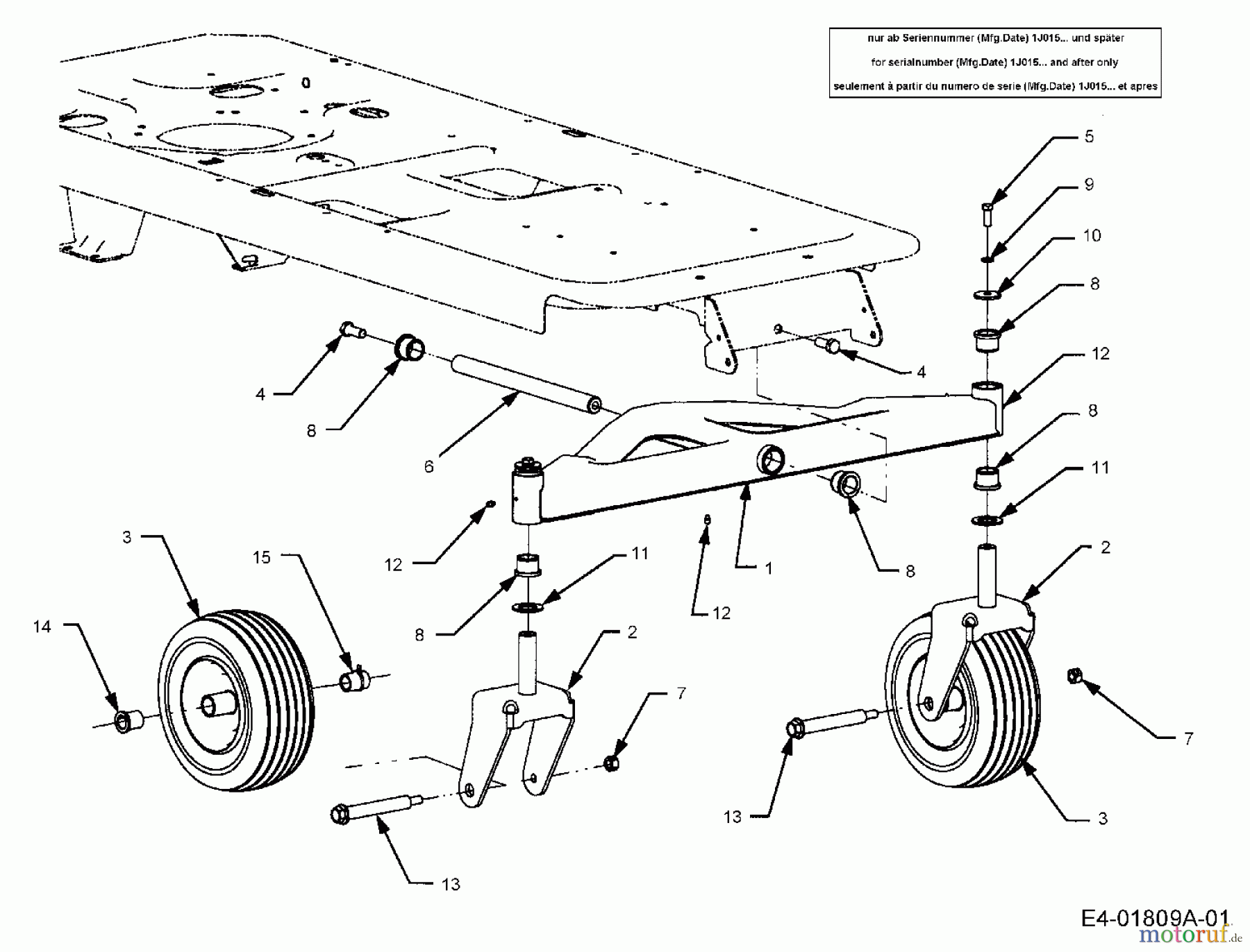  Cub Cadet Zero Turn RZT 42 17BA5B4G603  (2006) Vorderachse