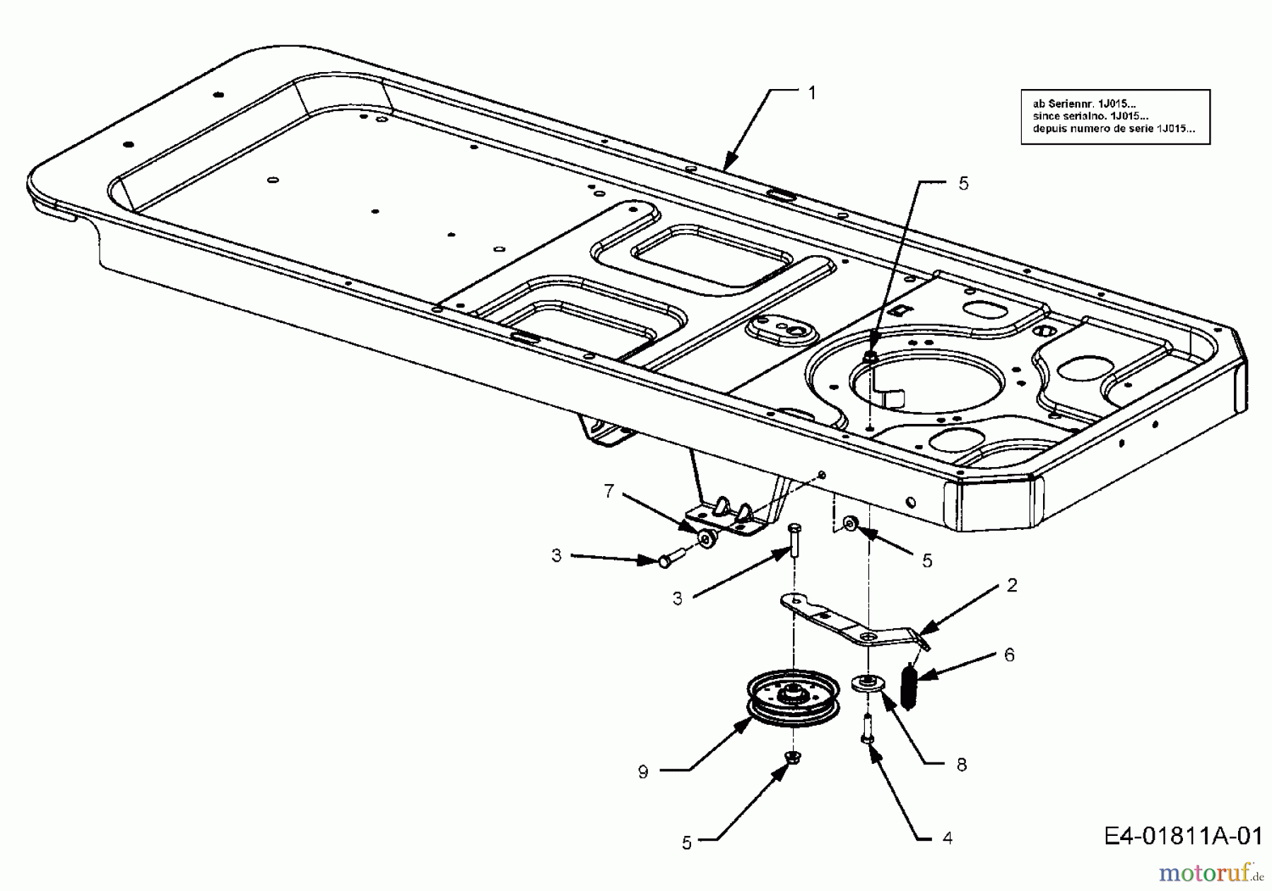  Cub Cadet Zero Turn RZT 50 17AA5D7P603  (2006) Rahmen, Spannrolle Fahrantrieb