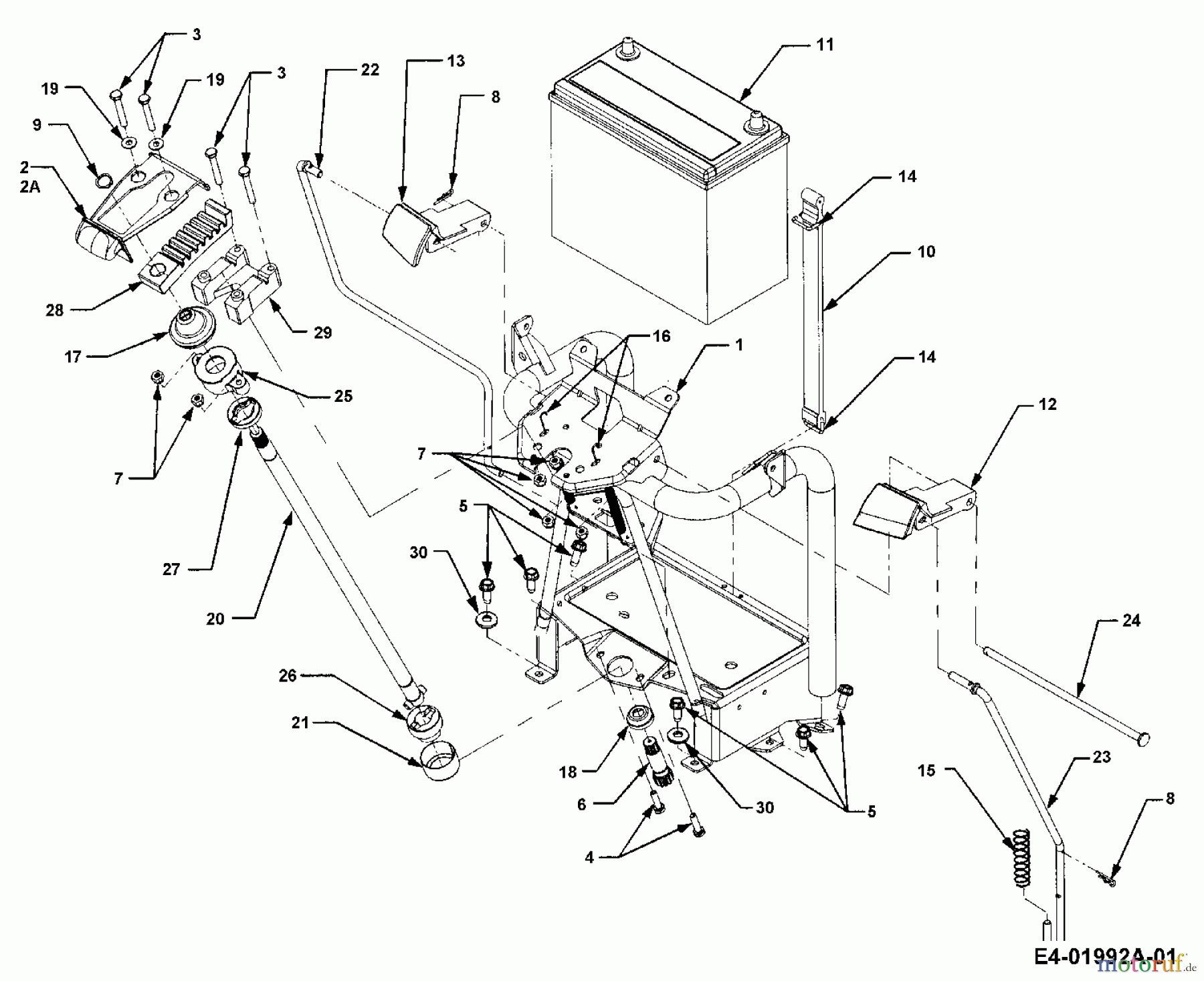  Cub Cadet Gartentraktoren HDS 3235 14B-676-603  (2000) Batterie, Lenksäule