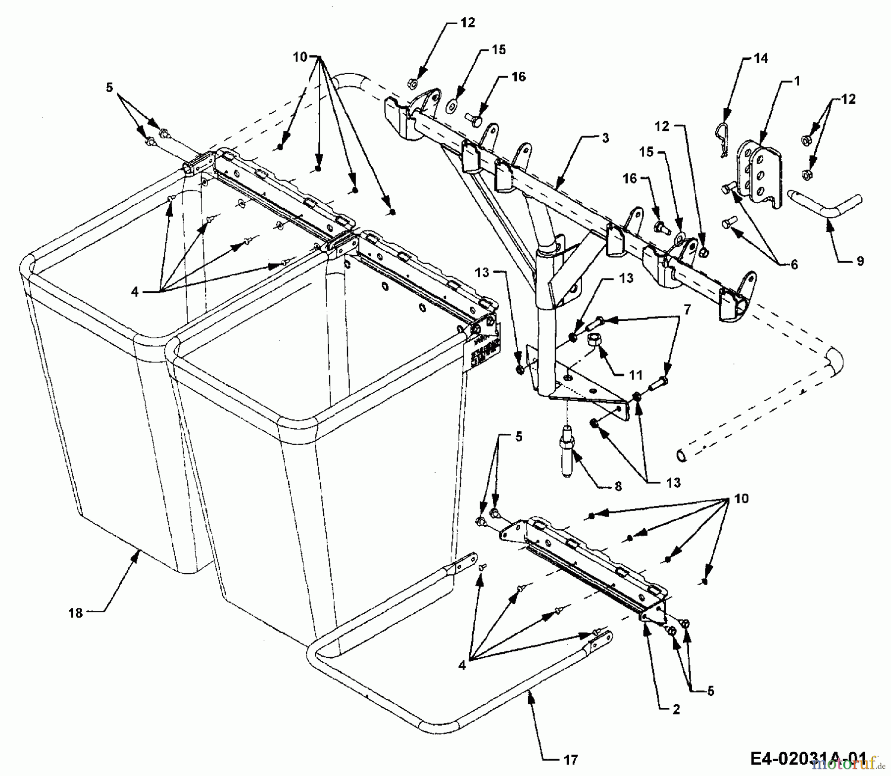  MTD Zubehör Zubehör Garten- und Rasentraktoren Grasfangvorrichtung für CC 3000 SD Serie mit Mähwerk 44