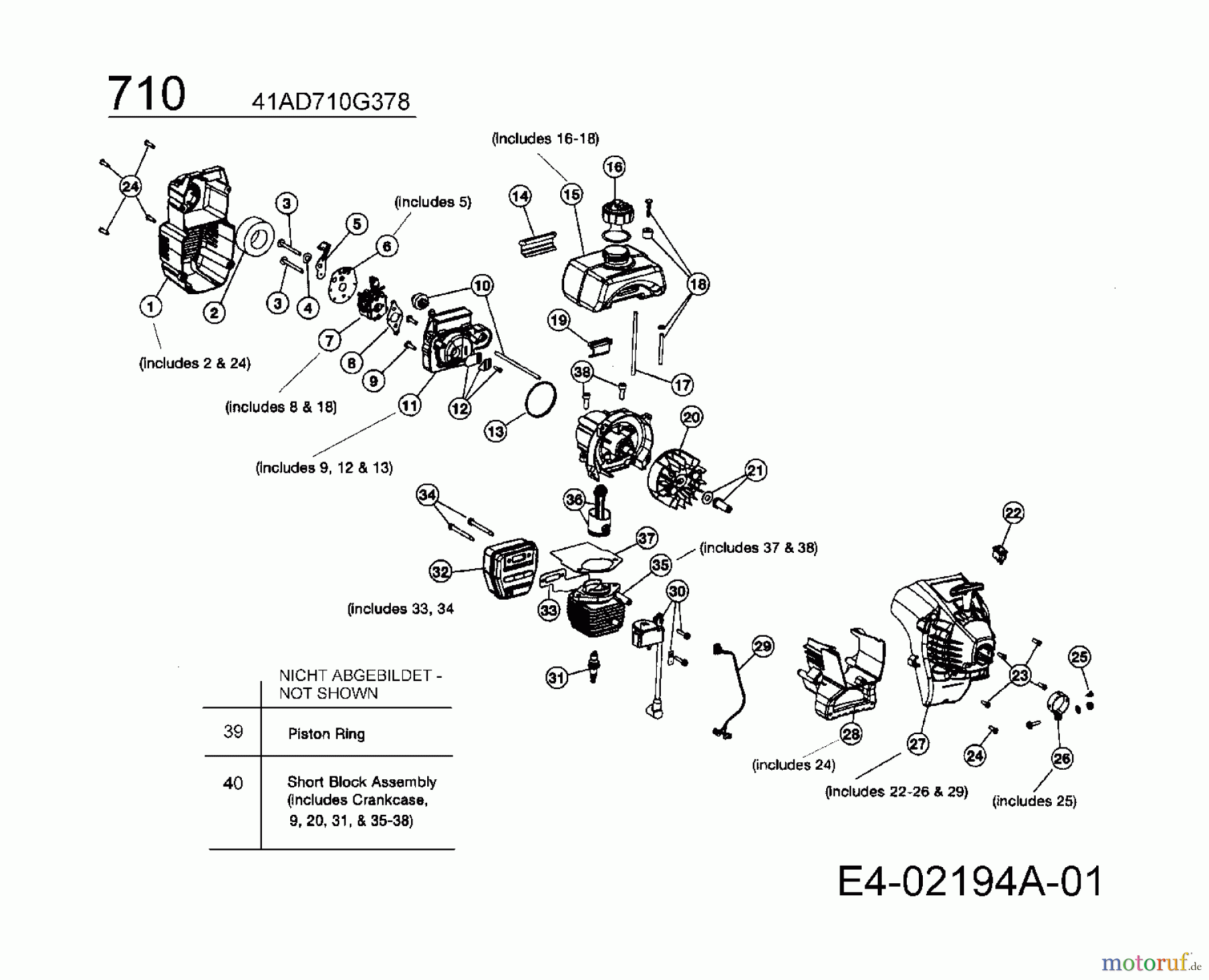  MTD ältere Modelle Motorsensen 710 AST 41AD710G378  (2008) Motor