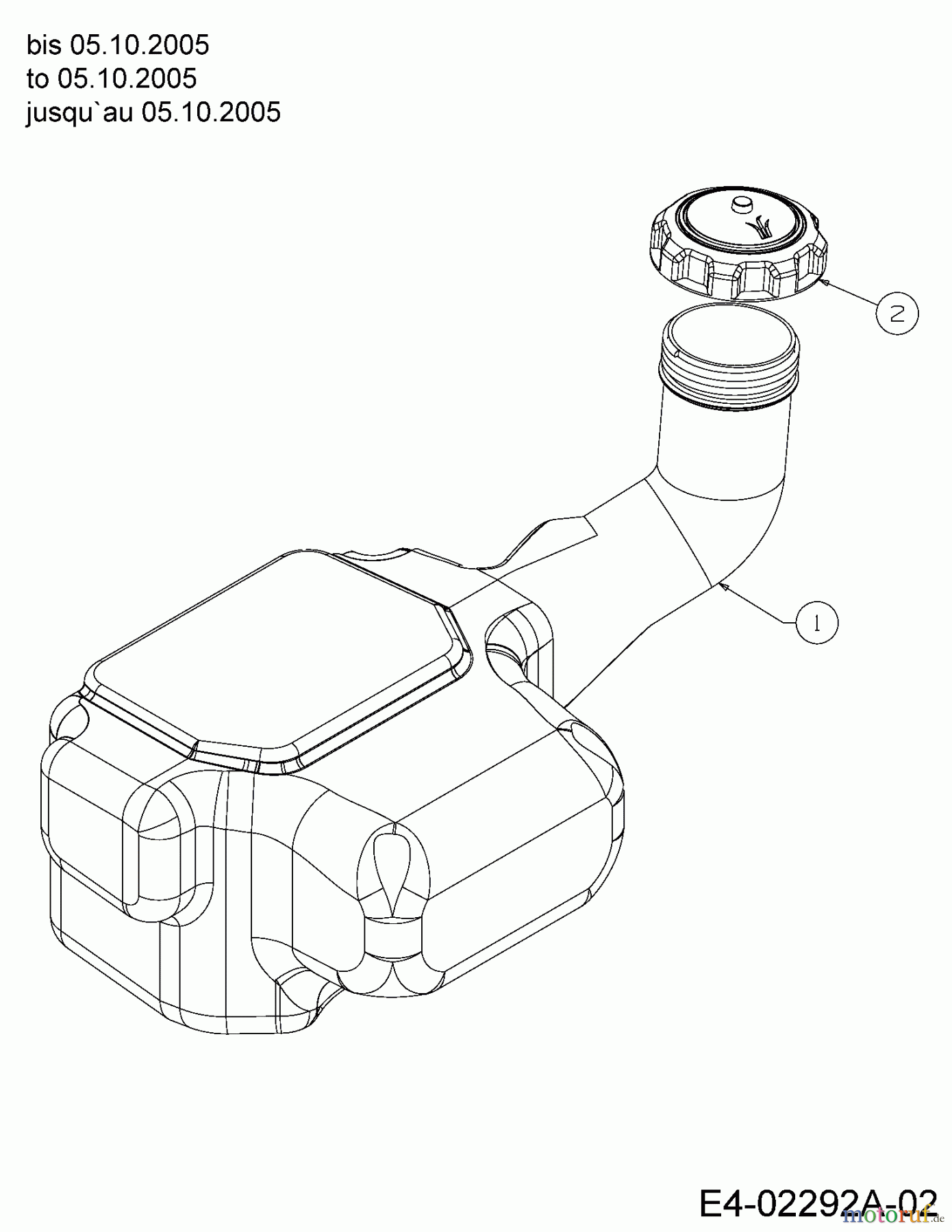  Cub Cadet Gartentraktoren GT 1223 14AP13CP603  (2006) Tank bis 05.10.2005