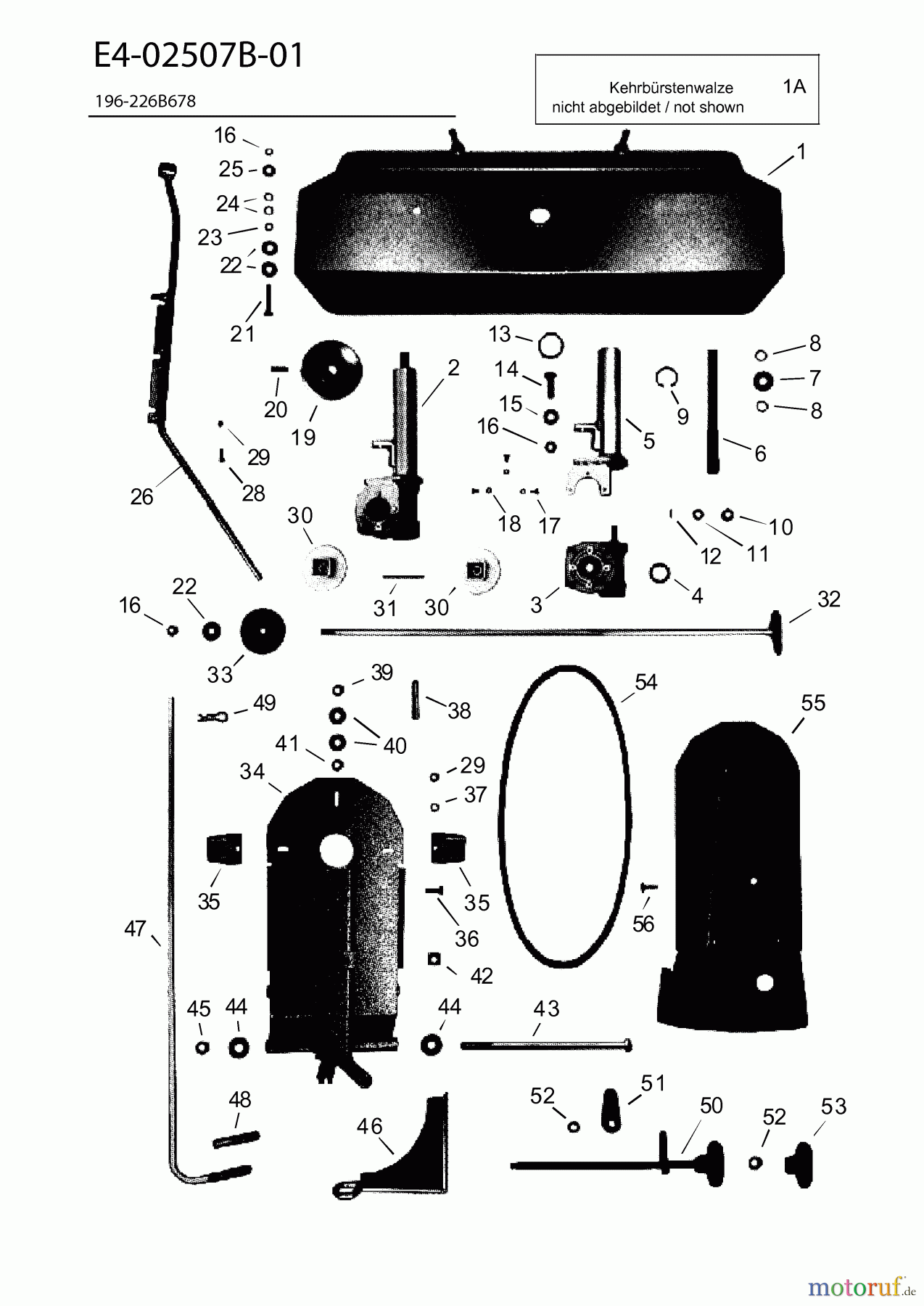  MTD Zubehör Zubehör Garten- und Rasentraktoren Frontkehrmaschine FK 105 196-226B678  (2011) Bürstenantrieb, Kehrwalzengehäuse