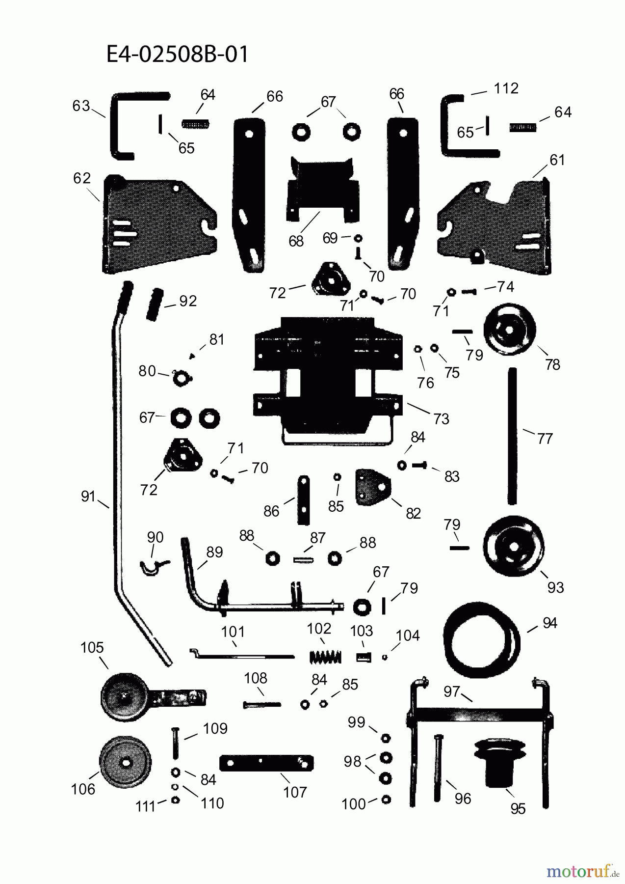  MTD Zubehör Zubehör Garten- und Rasentraktoren Frontkehrmaschine FK 105 196-226B678  (2011) Aushebung, Räder