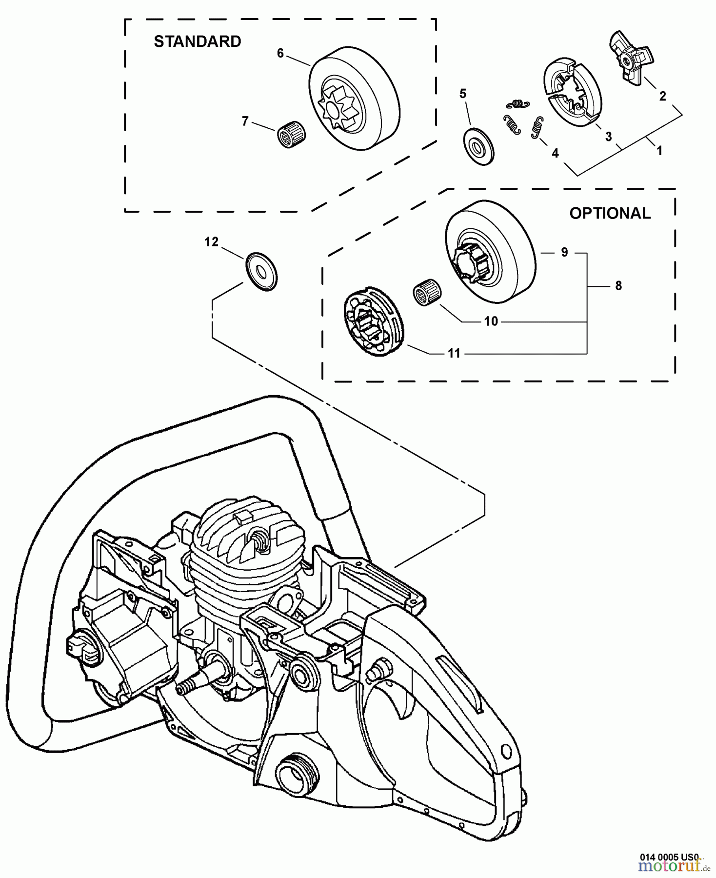  Echo Sägen, Kettensägen CS-440 - Echo Chainsaw, S/N: 08001001 - 08999999 Clutch  S/N: 08007505 - 08999999