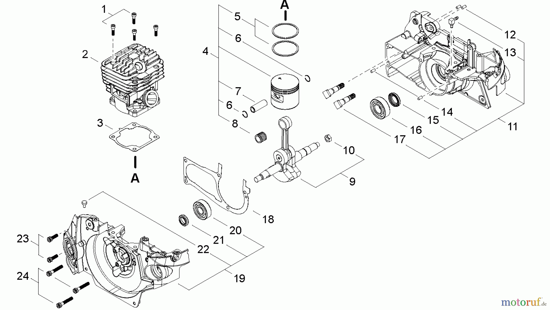  Echo Sägen, Kettensägen CS-500P - Echo Chainsaw, S/N: C19413001001 - C19413999999 Engine